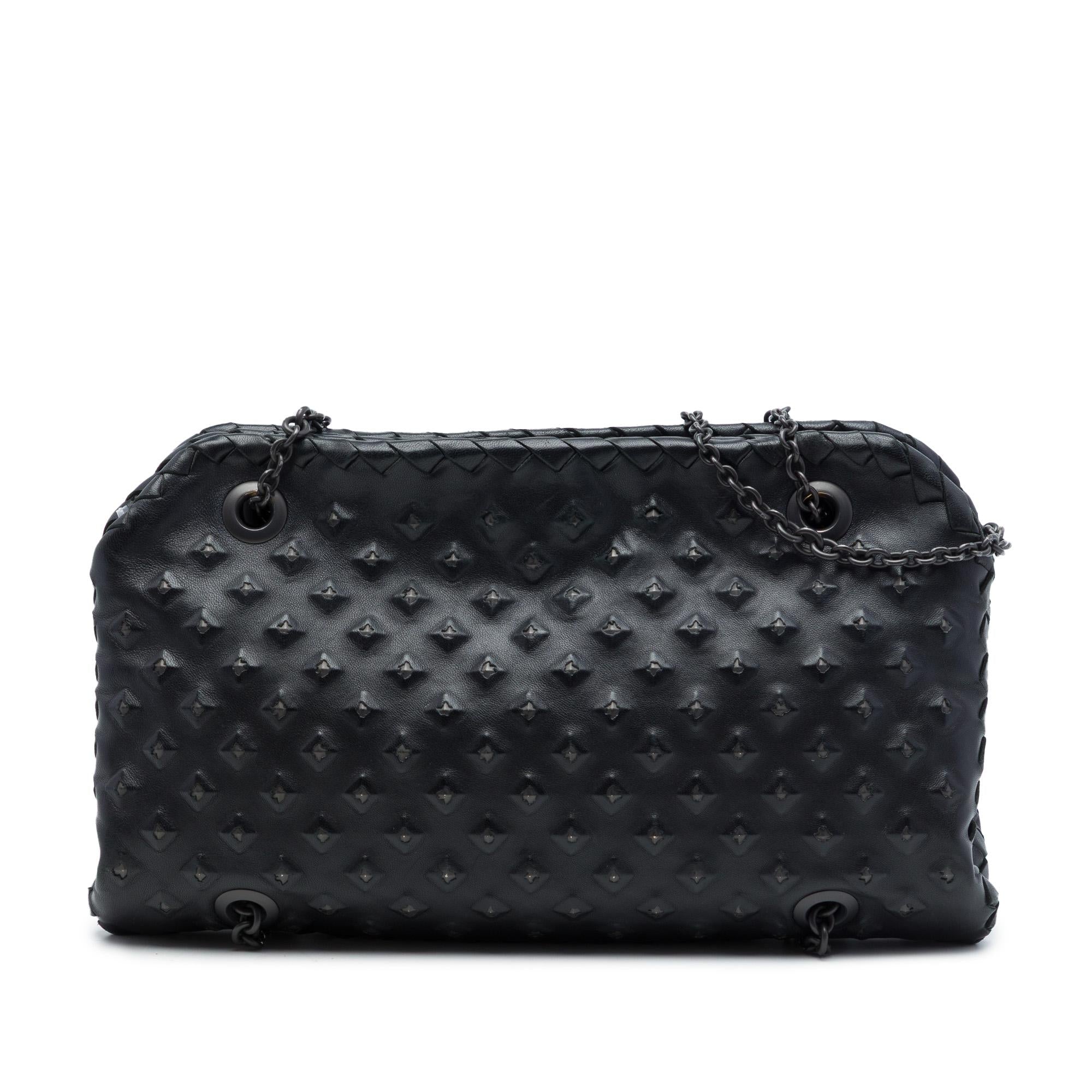 Bottega Veneta Intrecciato Trimmed Nappa Studded Duo Shoulder Bag