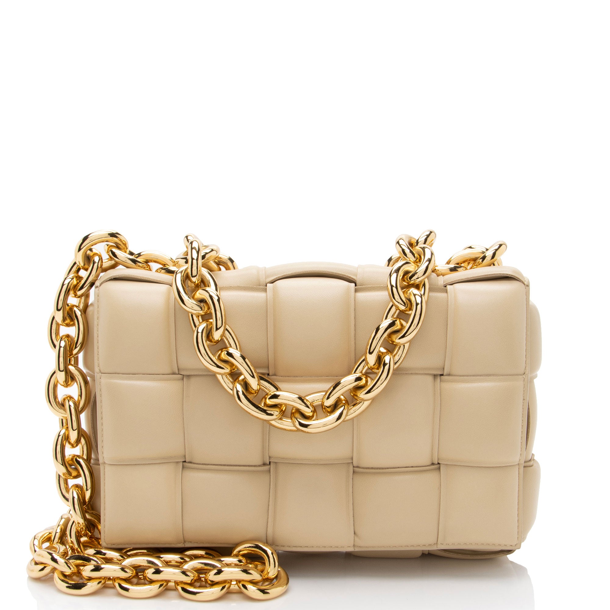 Bottega Veneta Lambskin Cassette Chain Maxi Shoulder Bag