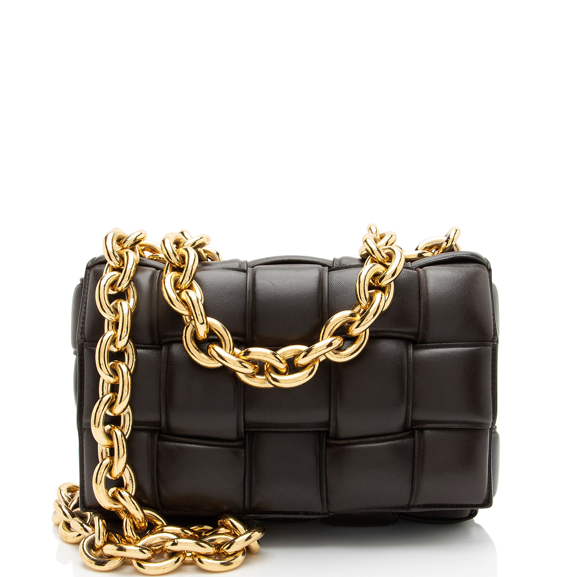 Bottega Veneta Lambskin Cassette Chain Maxi Shoulder Bag