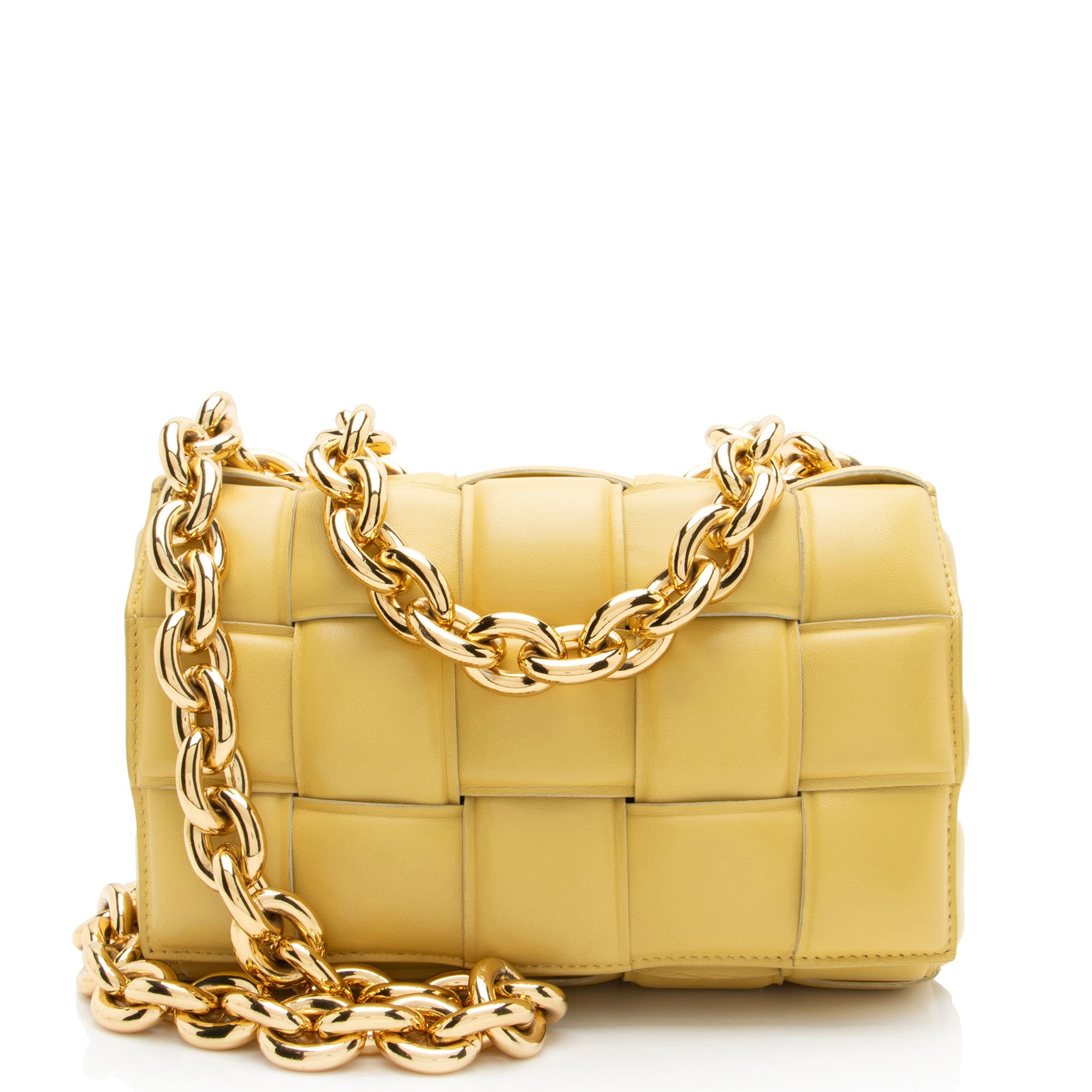 Bottega Veneta Lambskin Cassette Chain Maxi Shoulder Bag