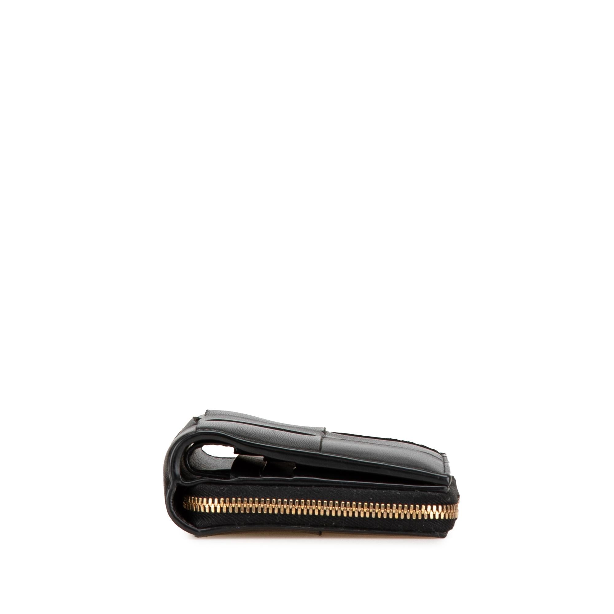 Bottega Veneta Lambskin Maxi Intreccio Cassette Bifold Zip Wallet