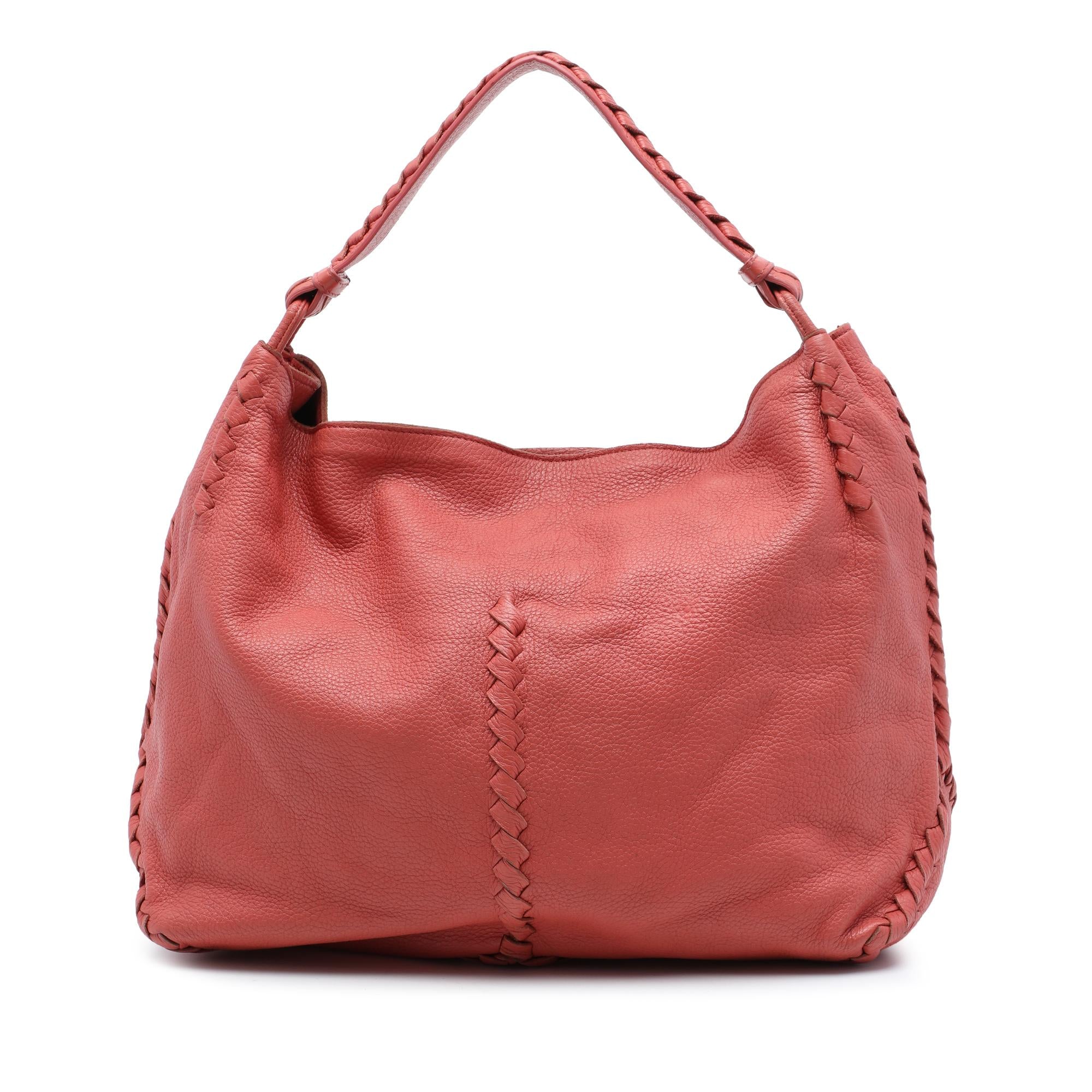Bottega Veneta Large Intrecciato Trimmed Washed Cervo Deerskin Hobo