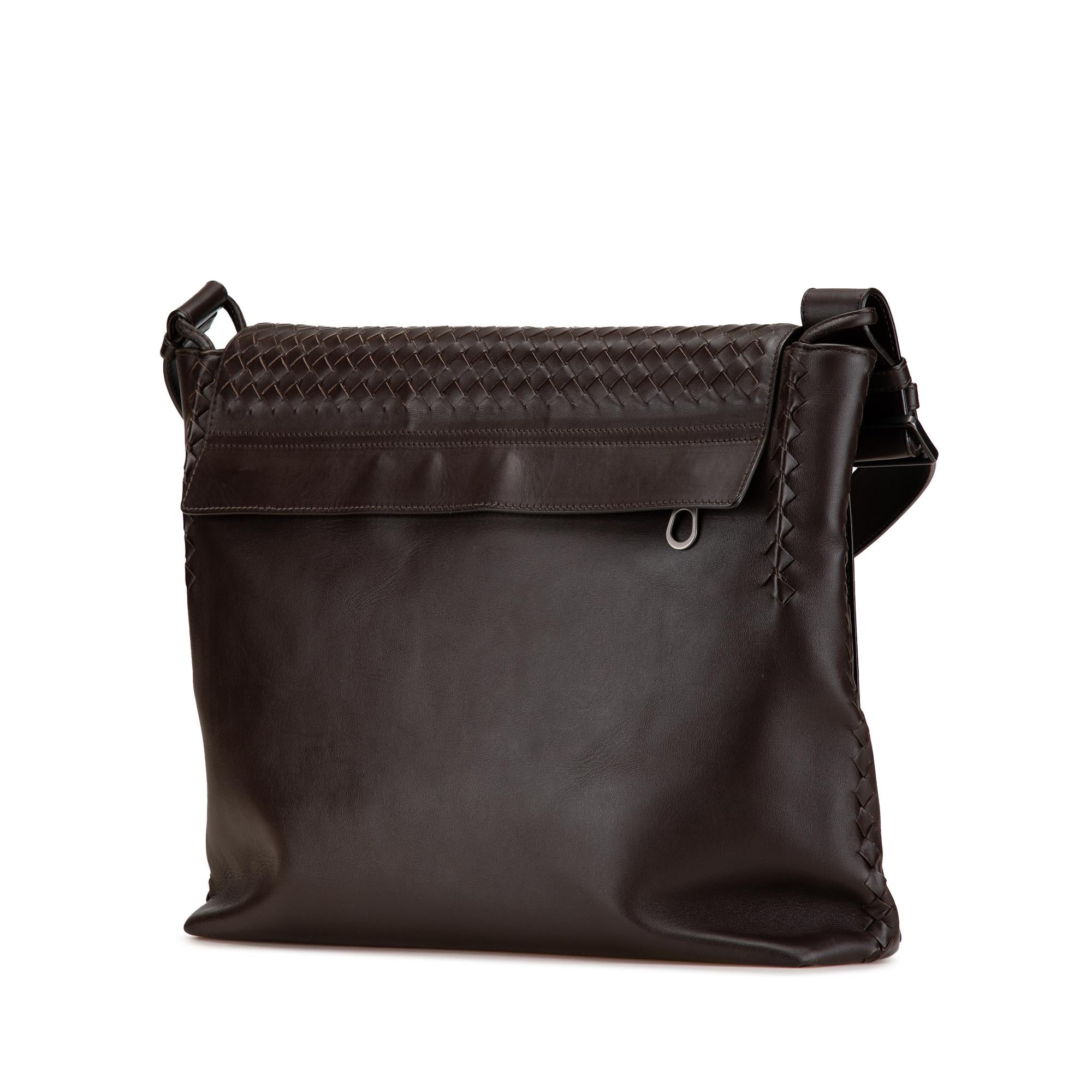 Bottega Veneta Leather Intrecciato Flap Crossbody