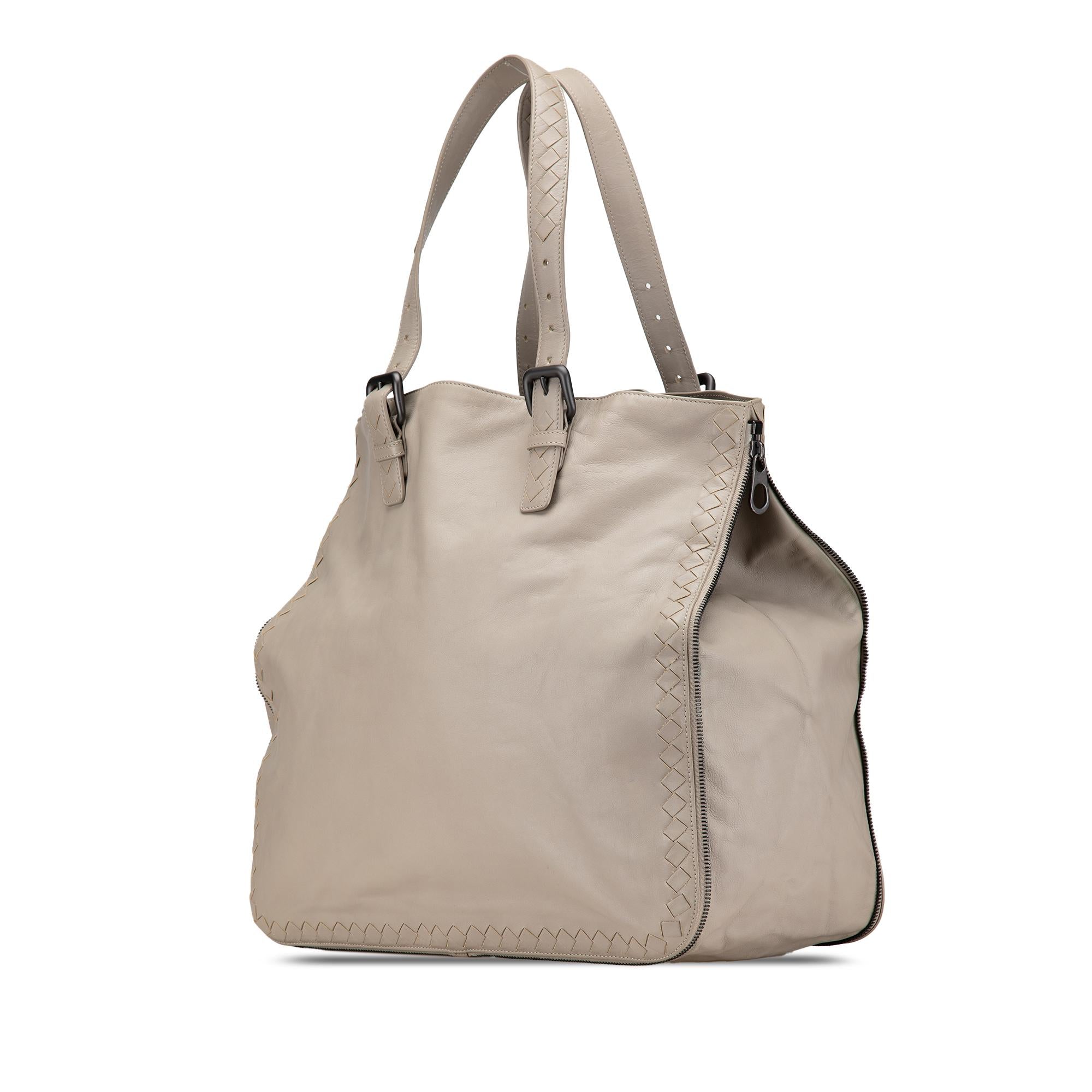 Bottega Veneta Leather Intrecciato Side Zip Tote