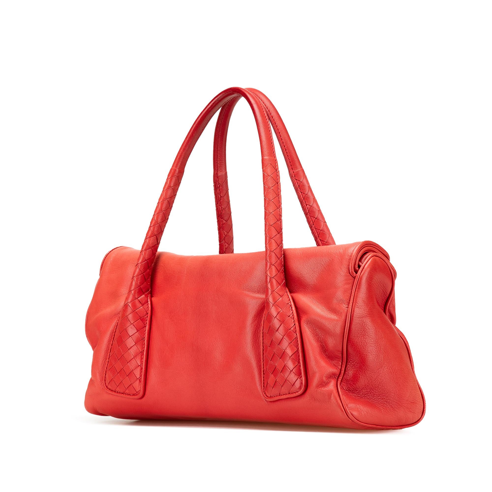 Bottega Veneta Leather Intrecciato Top Handle Bag