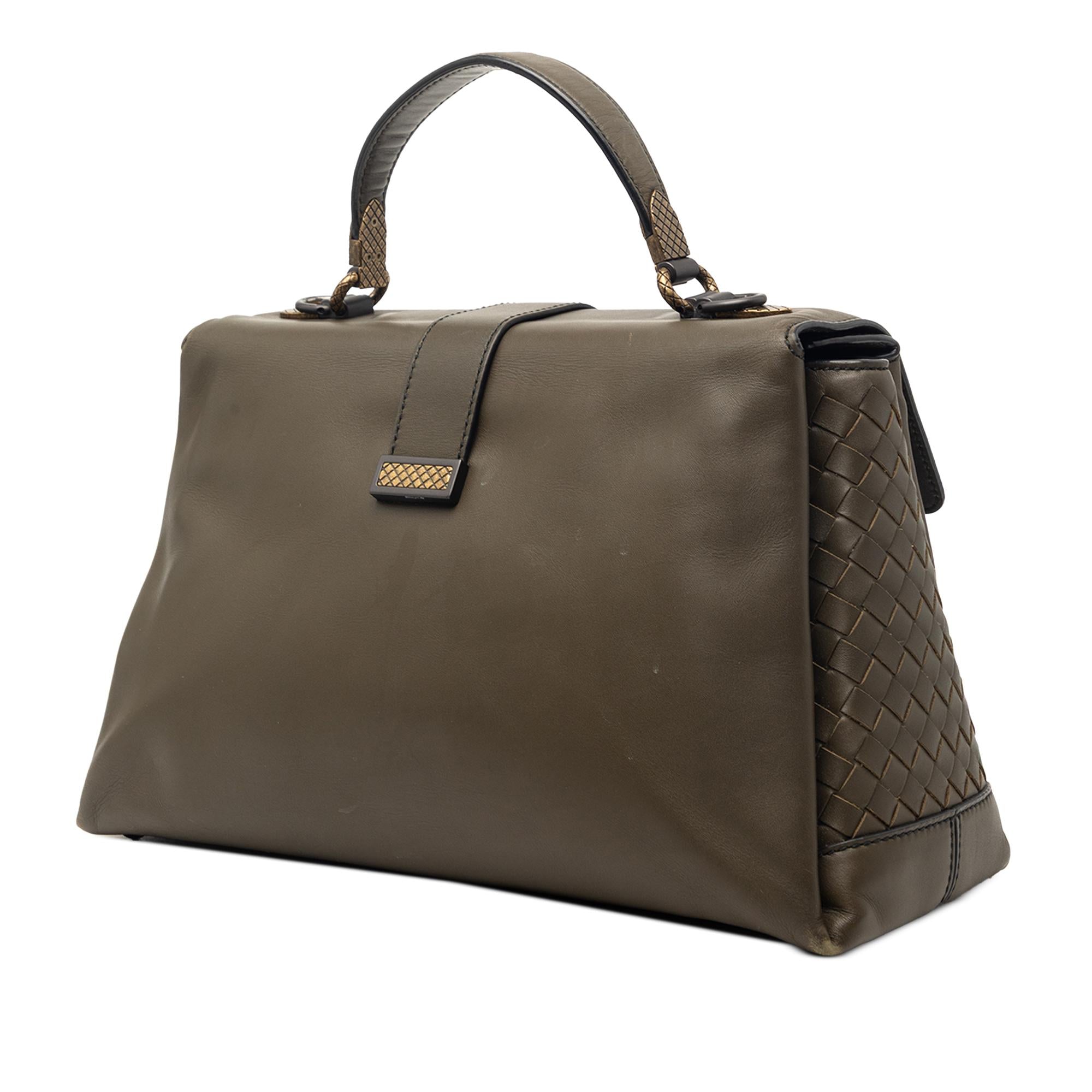 Bottega Veneta Medium Intrecciato Trimmed Nappa Piazza Satchel