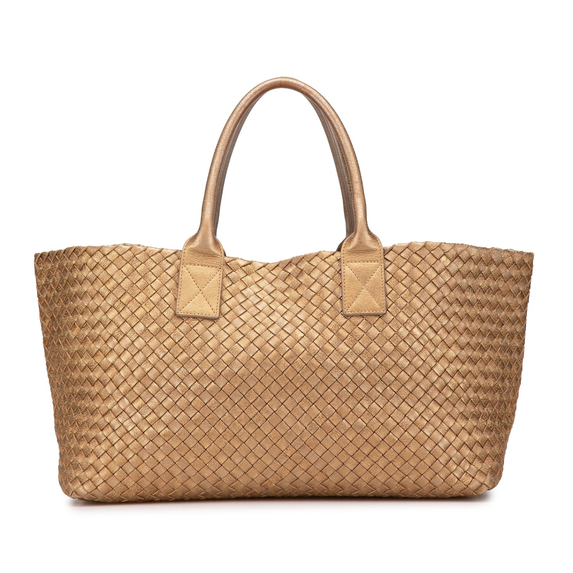 Bottega Veneta Medium Lambskin Intreccio Cabat Tote