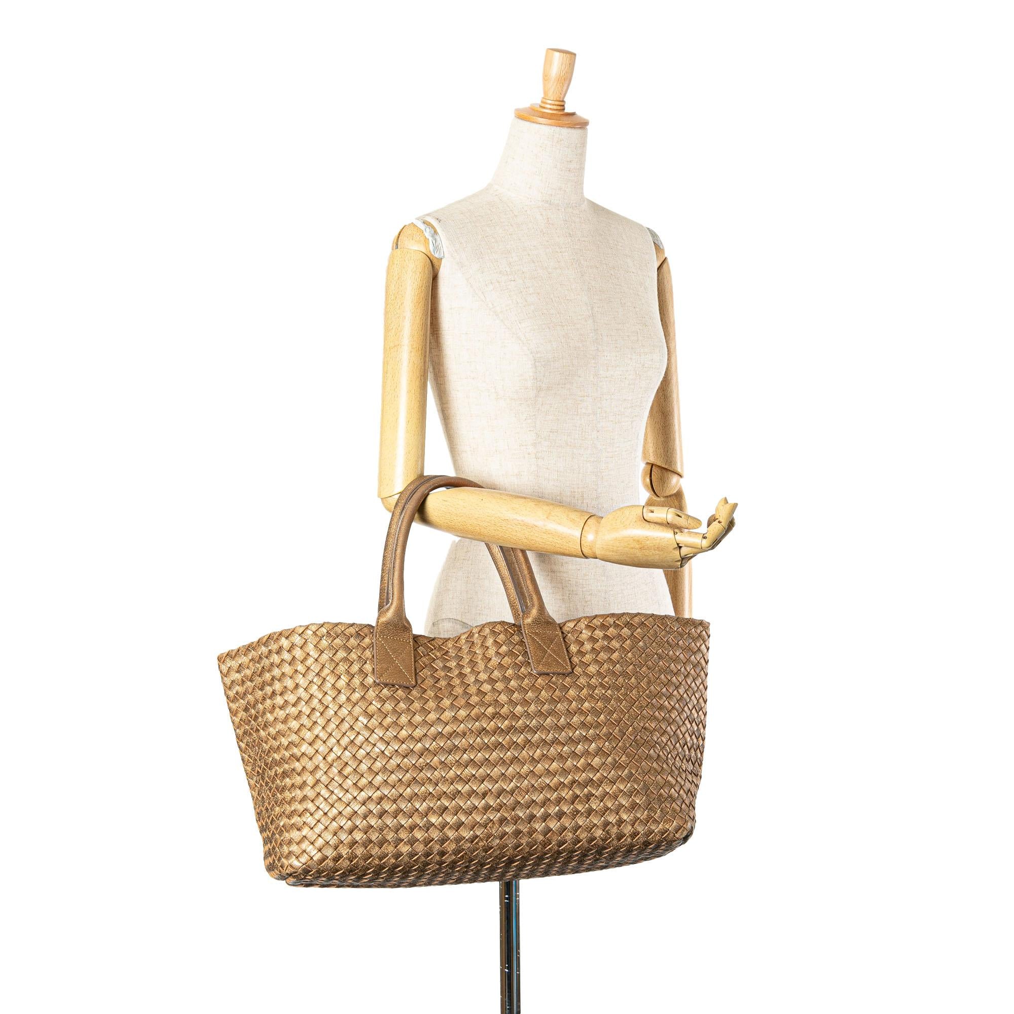 Bottega Veneta Medium Lambskin Intreccio Cabat Tote