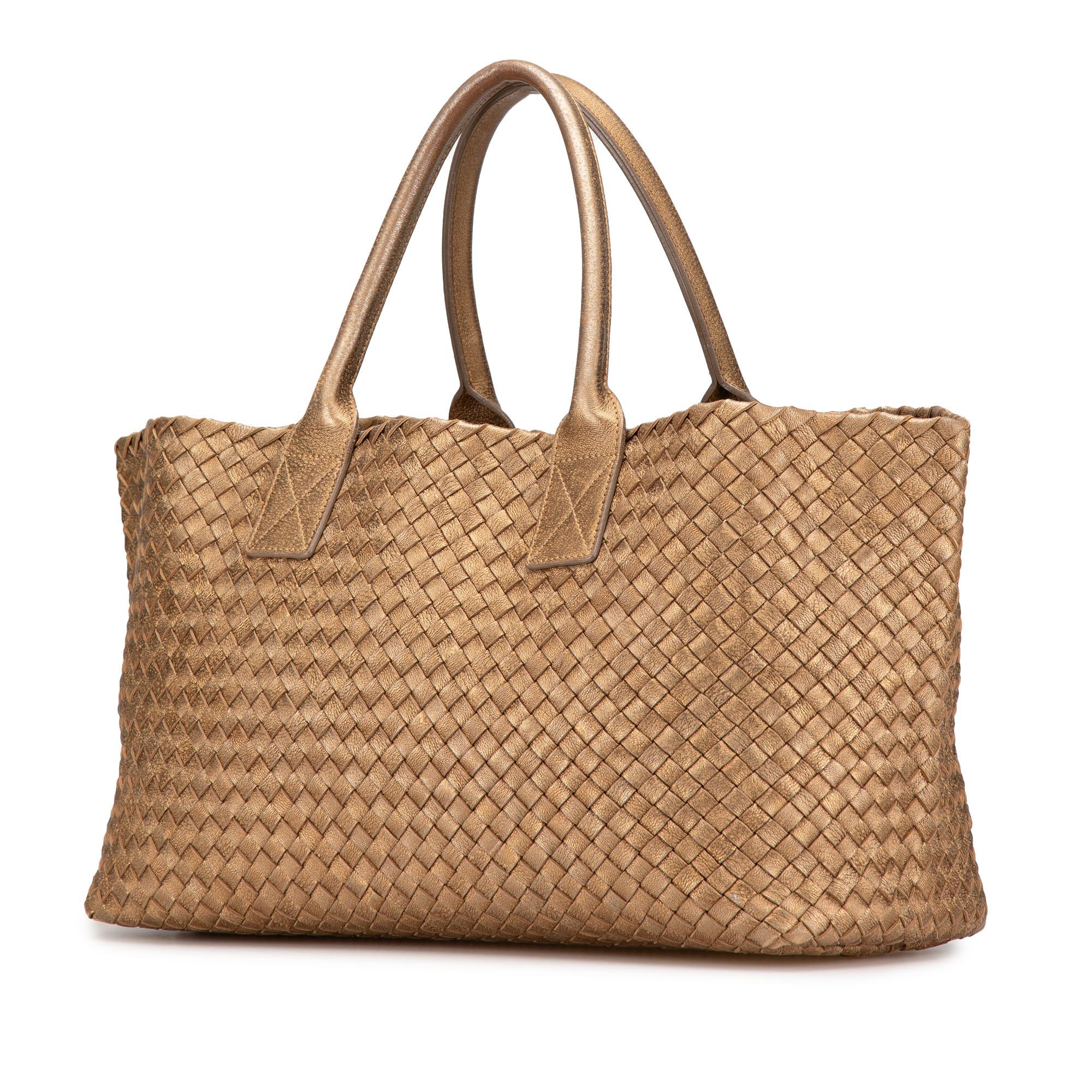 Bottega Veneta Medium Lambskin Intreccio Cabat Tote
