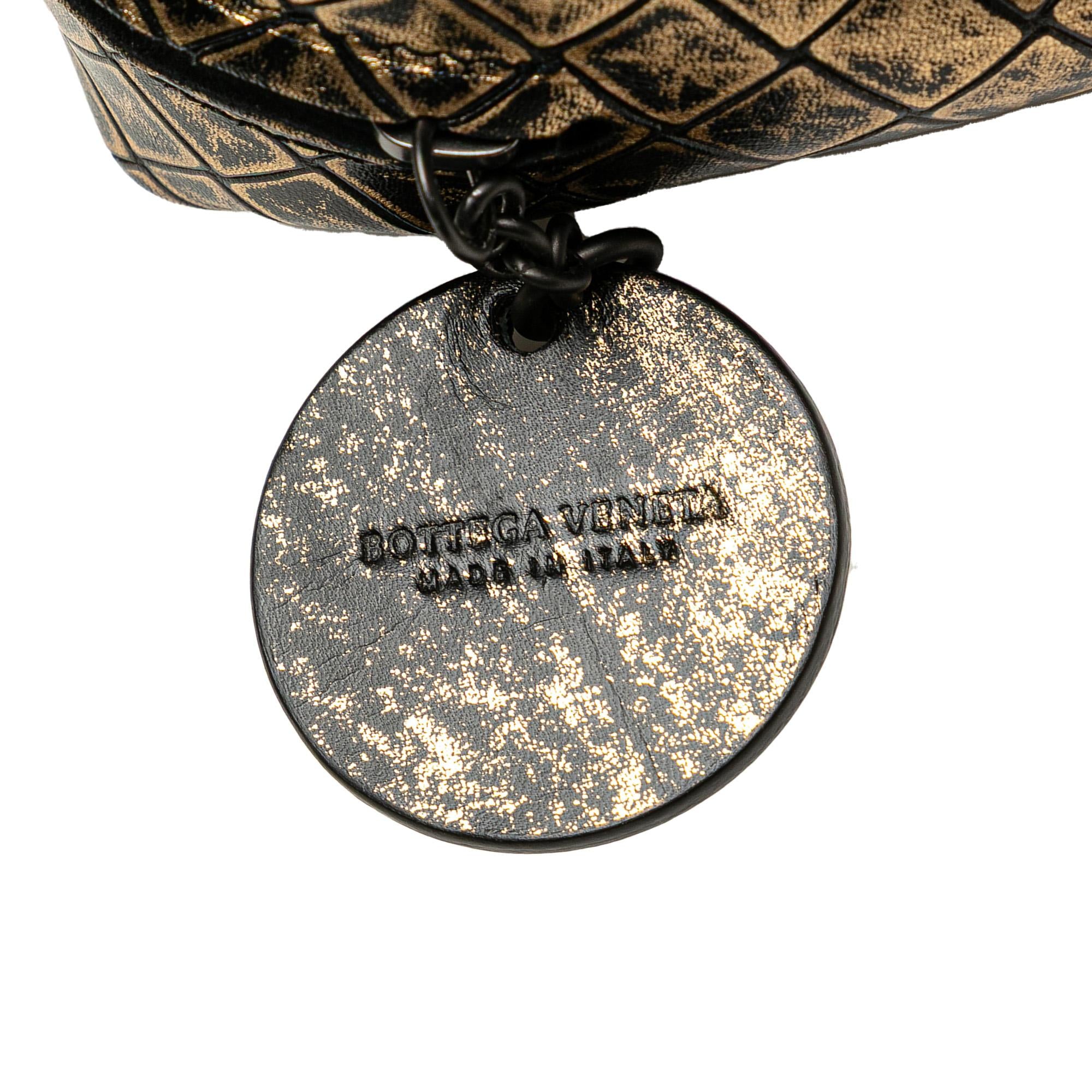 Bottega Veneta Metallic Calfskin Intrecciomirage Chain Flap Crossbody