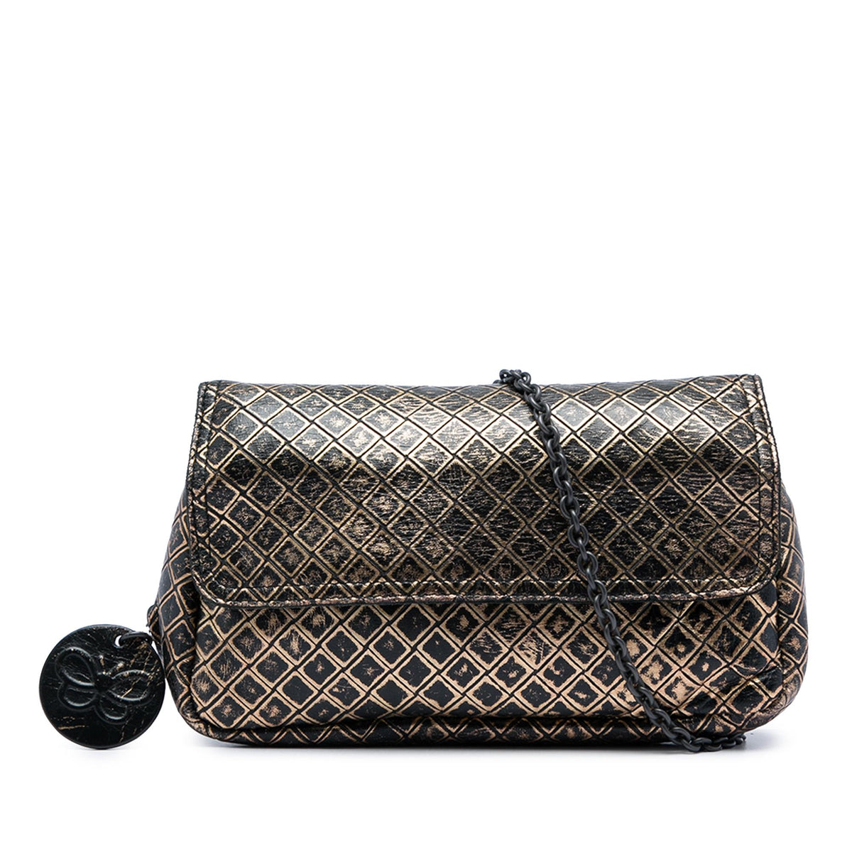 Bottega Veneta Metallic Calfskin Intrecciomirage Chain Flap Crossbody