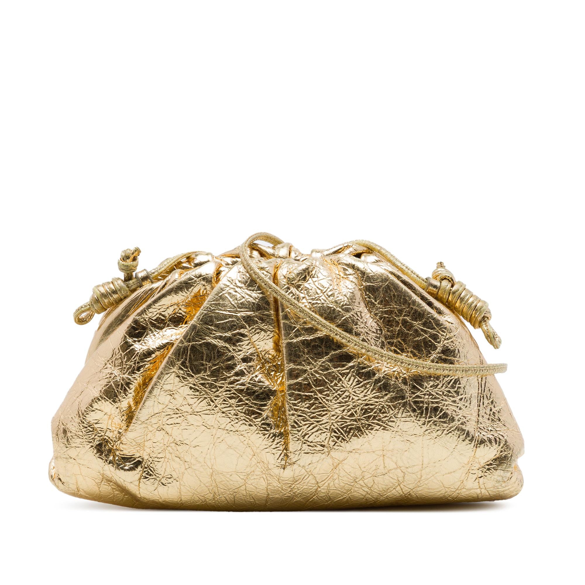 Bottega Veneta Metallic Crinkled Lambskin The Mini Pouch Crossbody