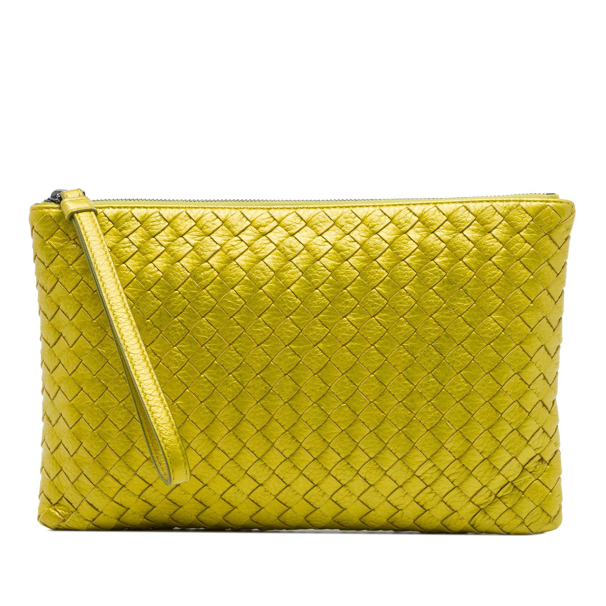 Bottega Veneta Metallic Leather Intrecciato Clutch