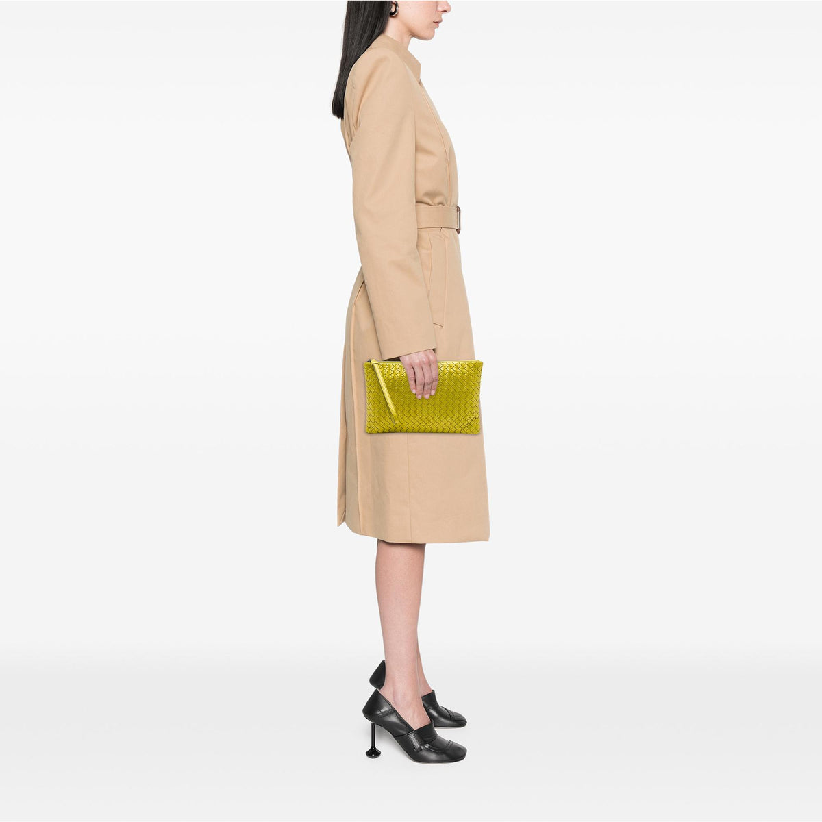 Bottega Veneta Metallic Leather Intrecciato Clutch