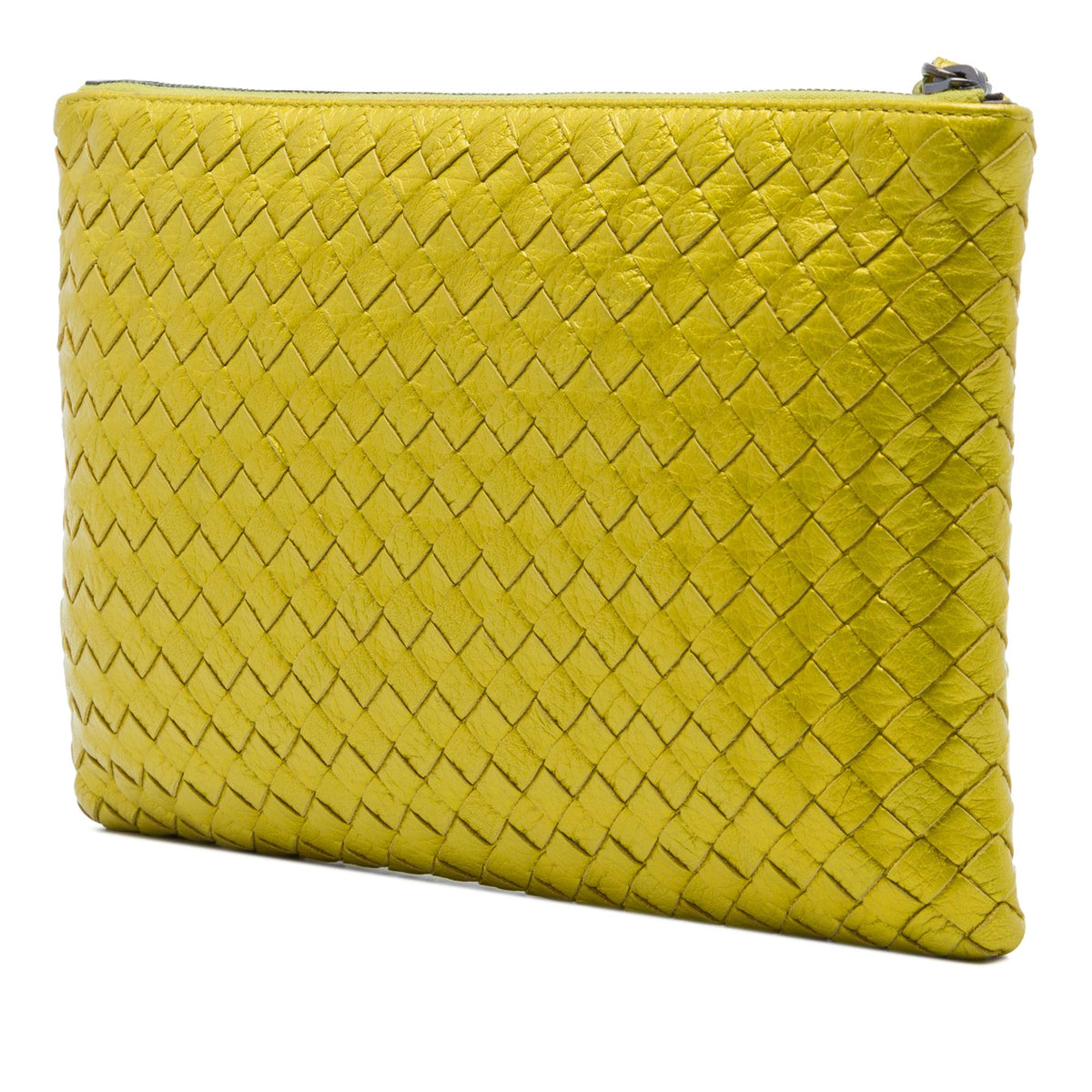 Bottega Veneta Metallic Leather Intrecciato Clutch