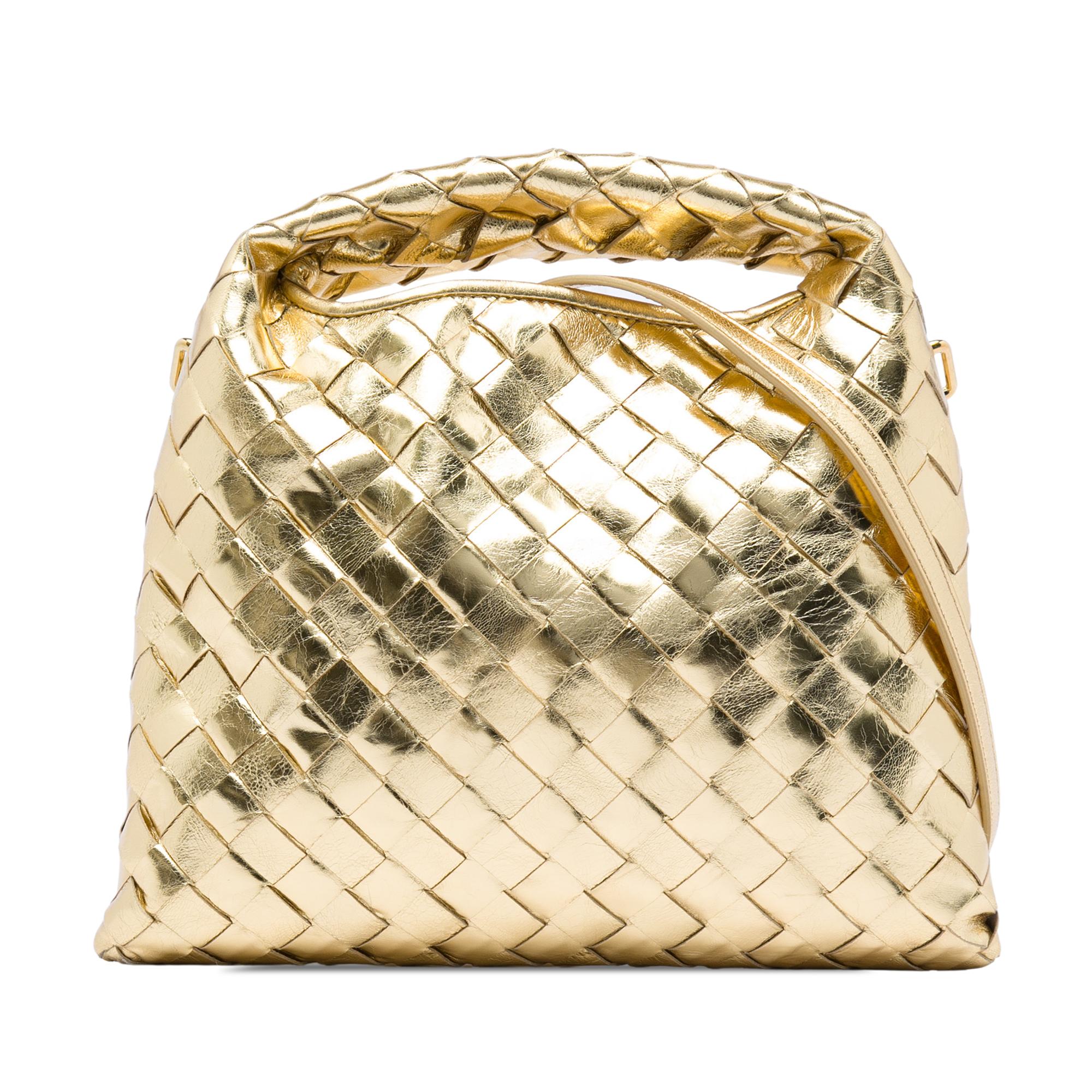 Bottega Veneta Mini Metallic Nappa Intrecciato Hop Satchel