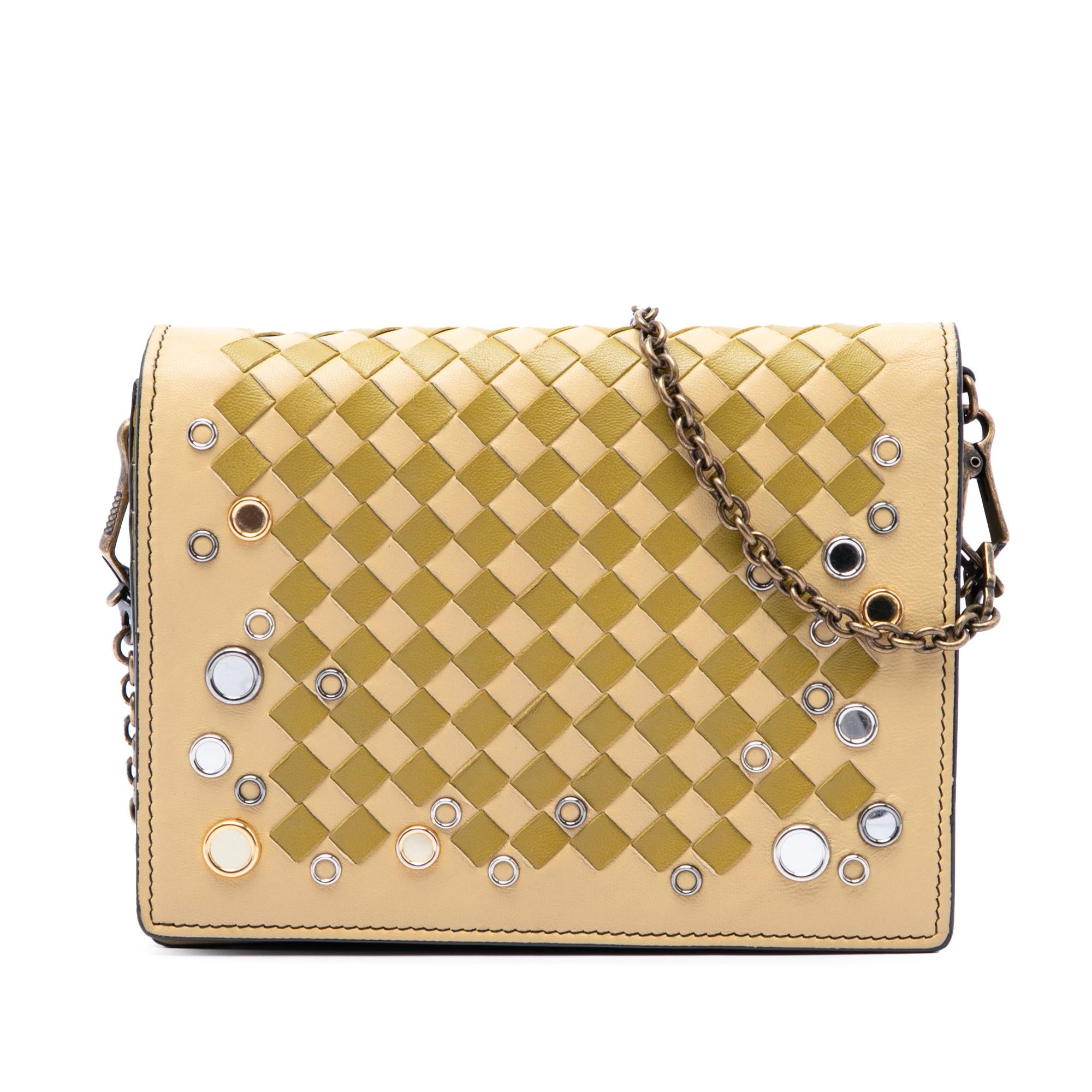 Bottega Veneta Nappa Intrecciato Studded Wallet on Chain
