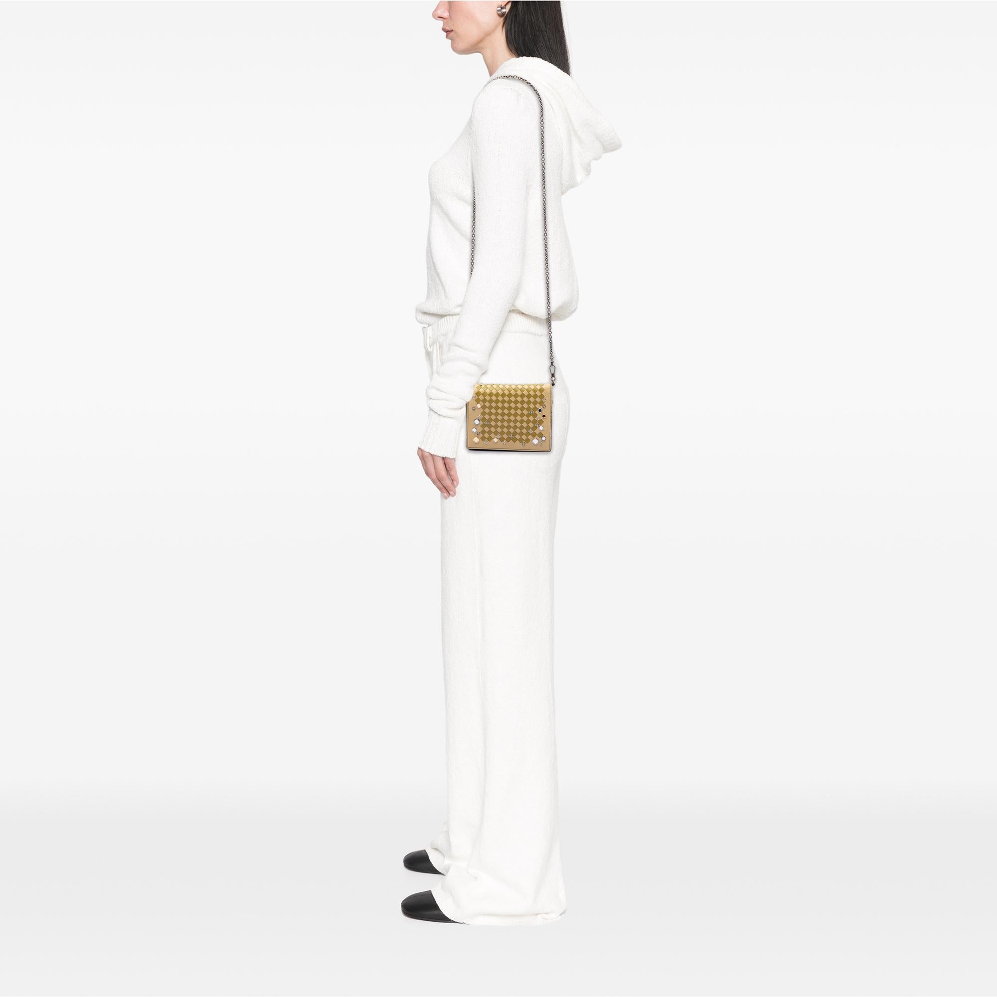 Bottega Veneta Nappa Intrecciato Studded Wallet on Chain