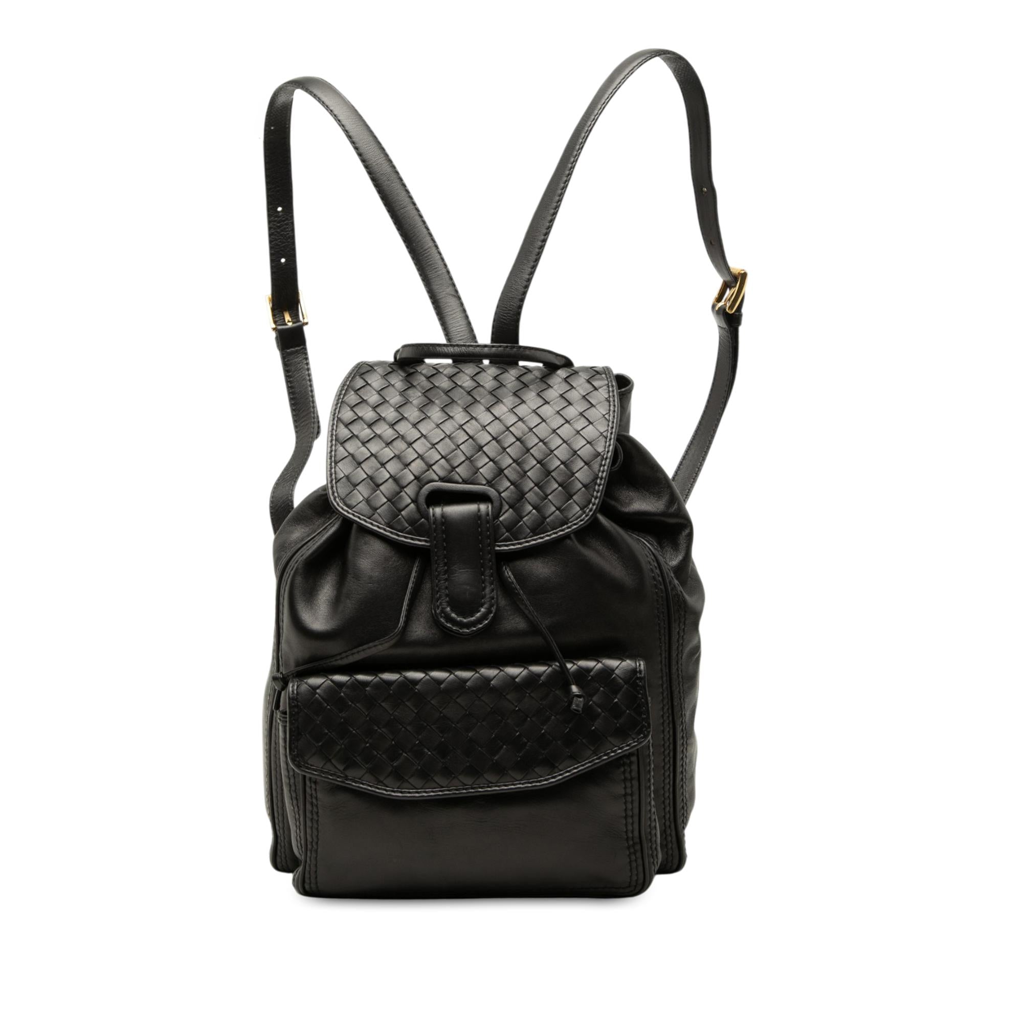 Bottega Veneta Nappa Intrecciato Trimmed Drawstring Flap Backpack