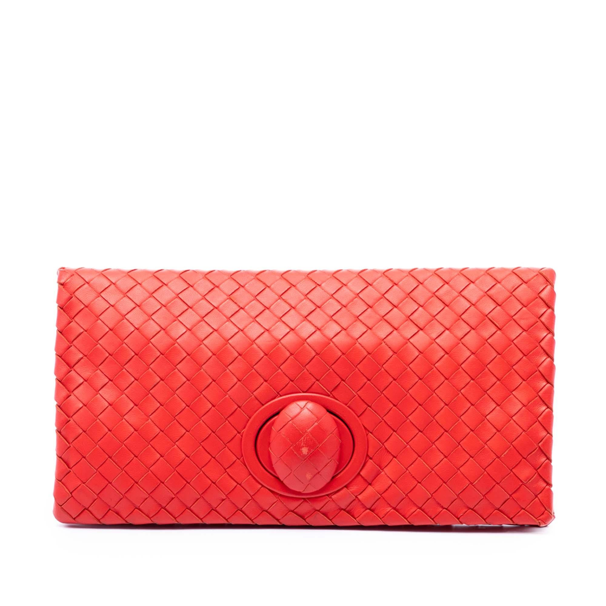 Bottega Veneta Nappa Intrecciato Turn Lock Clutch