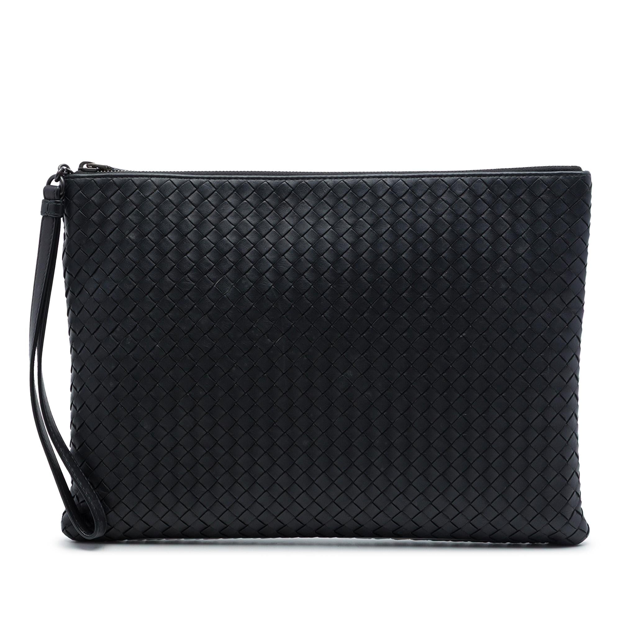 Bottega Veneta Nappa Intrecciato Wristlet Zip Clutch