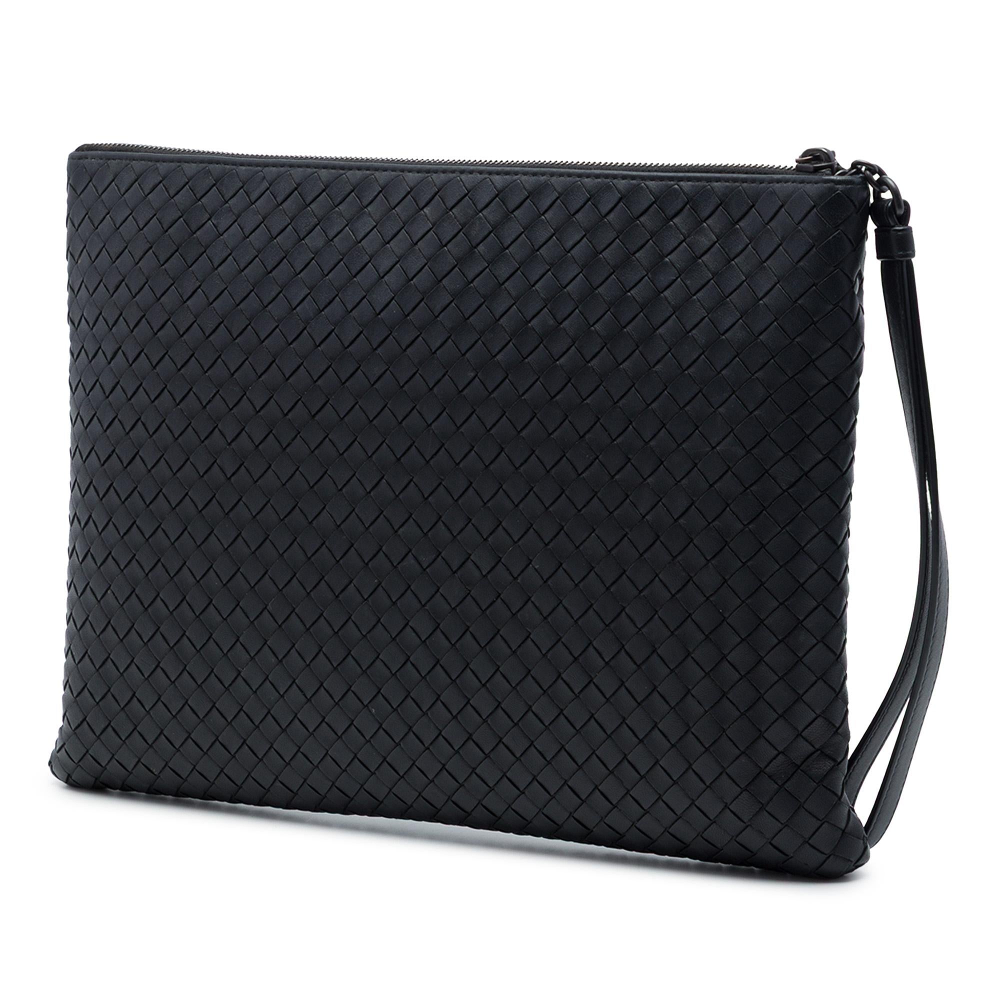 Bottega Veneta Nappa Intrecciato Wristlet Zip Clutch
