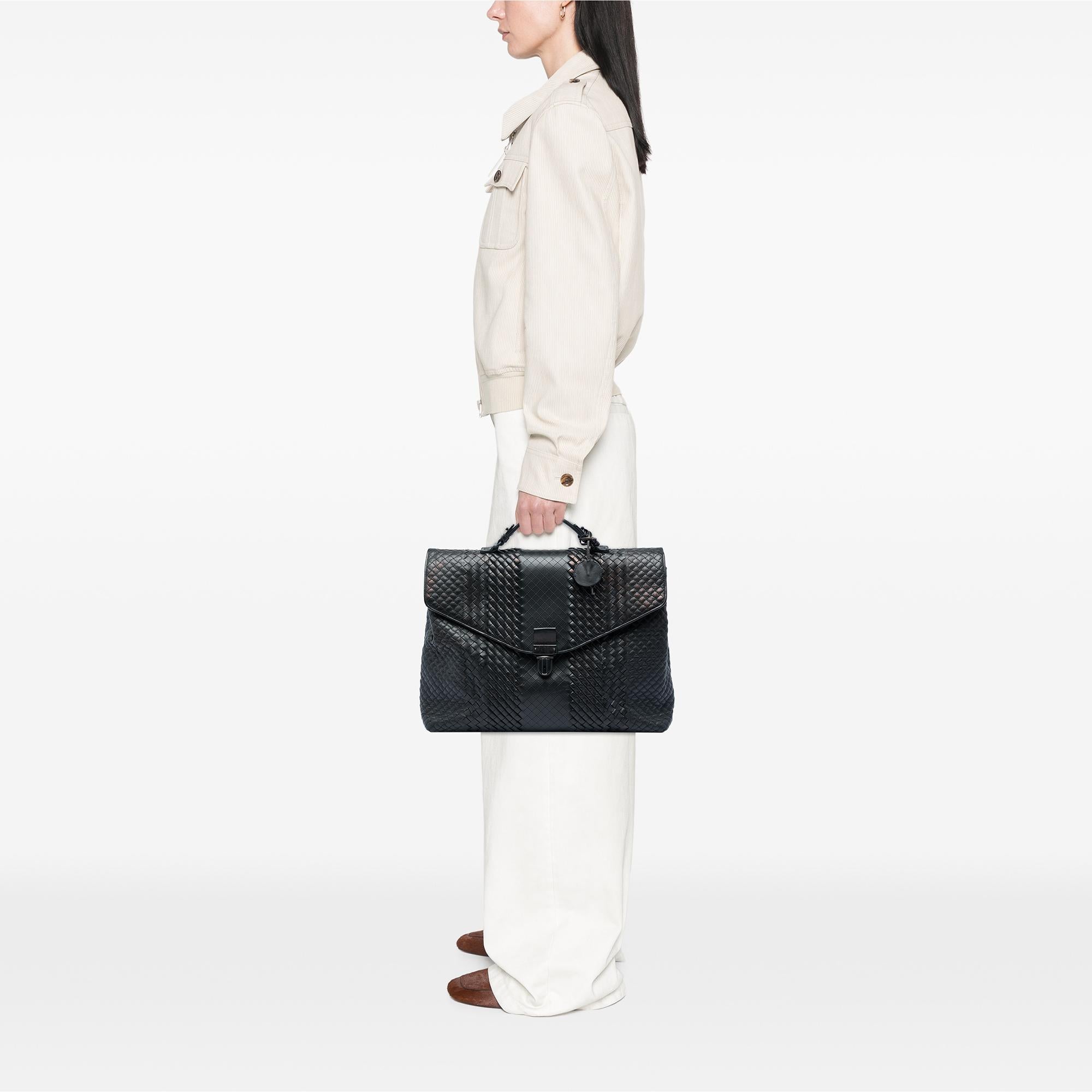Bottega Veneta Nappa Intreccio Imperatore Business Bag