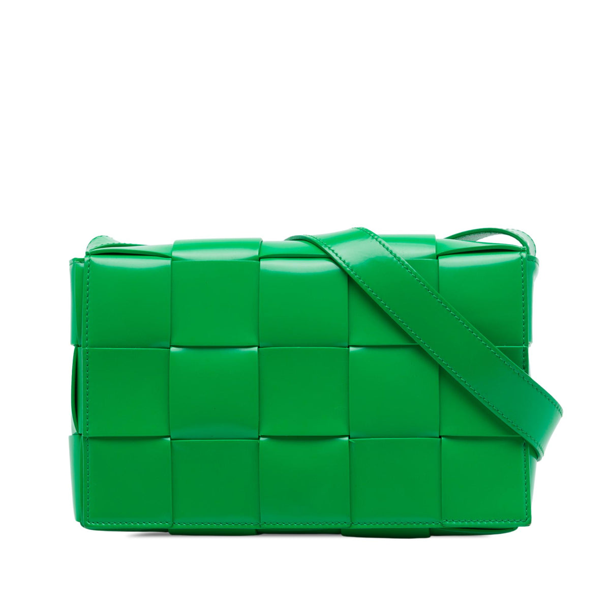 Bottega Veneta Patent Intrecciato Cassette Crossbody