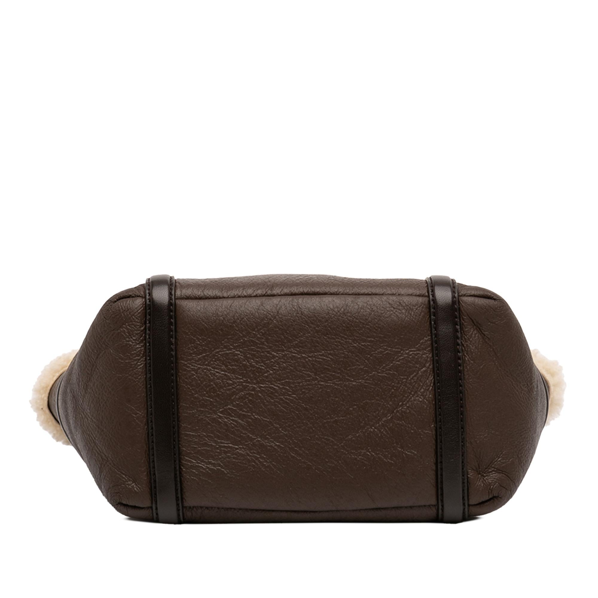 Bottega Veneta Shearling Trimmed Leather Clutch