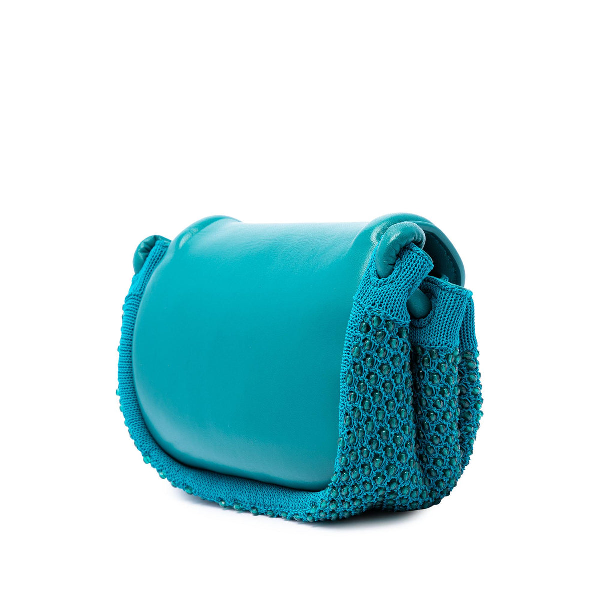 Bottega Veneta Small Beaded Crochet Knit and Leather Beak Crossbody