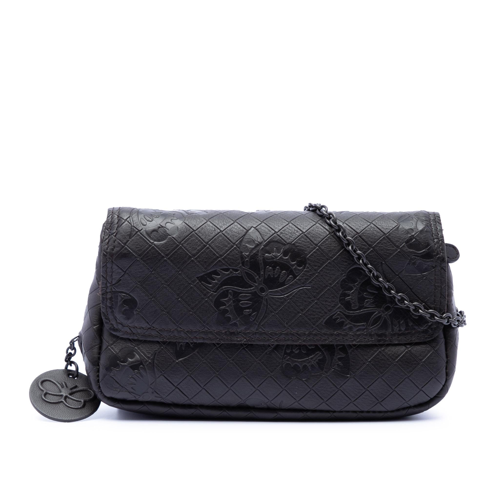 Bottega Veneta Small Calfskin Intrecciomirage Embossed Butterfly Chain Crossbody