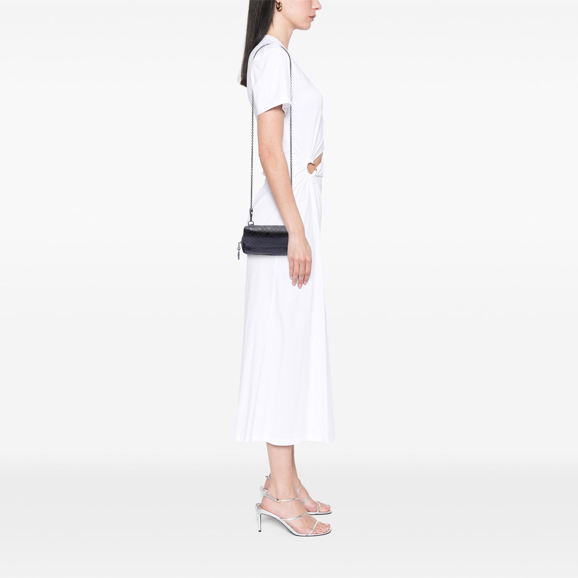 Bottega Veneta Small Calfskin Intrecciomirage Embossed Butterfly Chain Crossbody