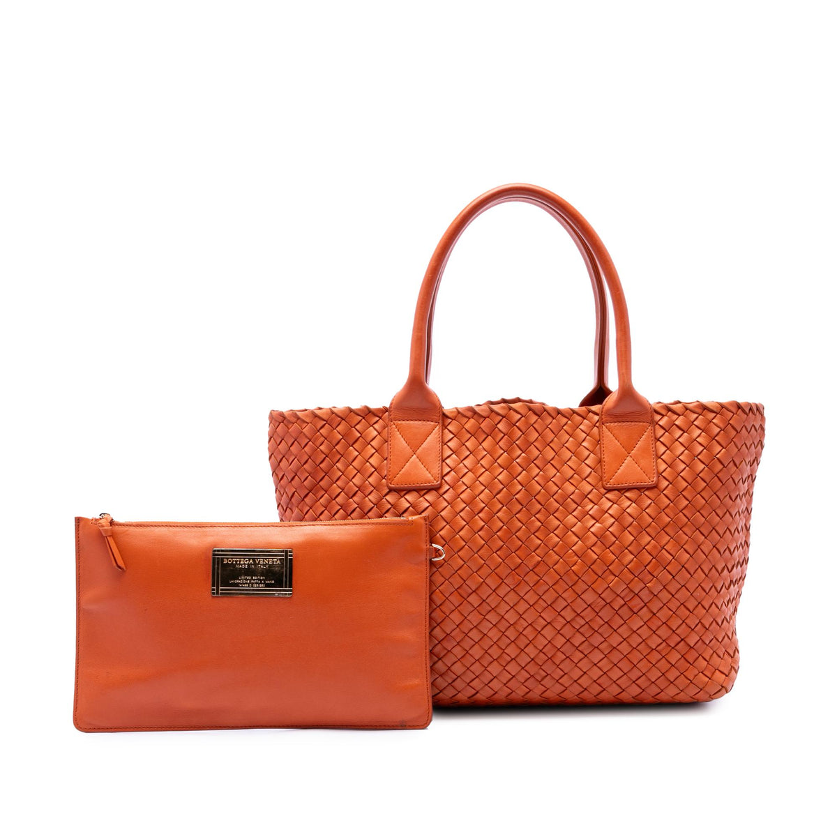 Bottega Veneta Small Lambskin Intreccio Cabat Tote