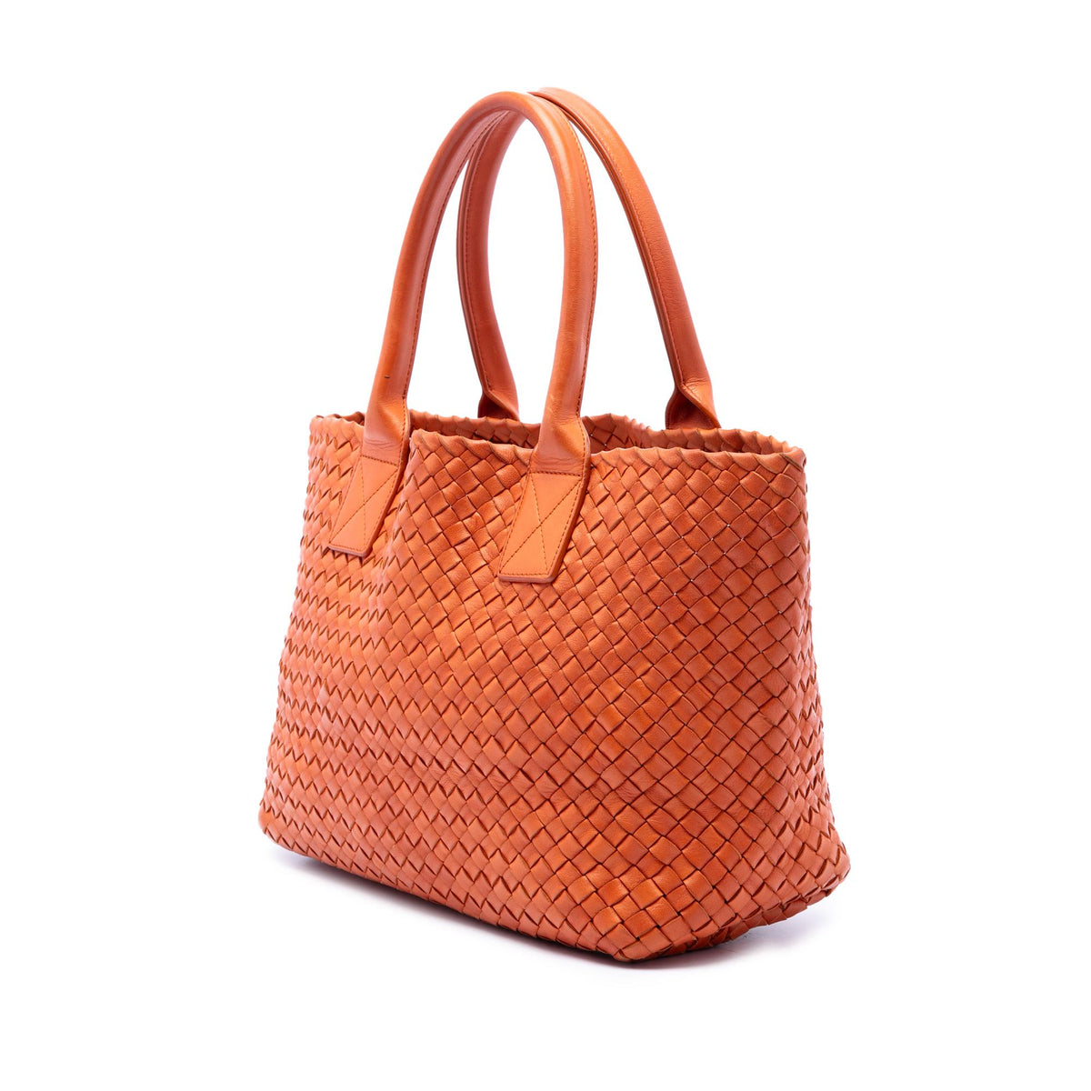 Bottega Veneta Small Lambskin Intreccio Cabat Tote