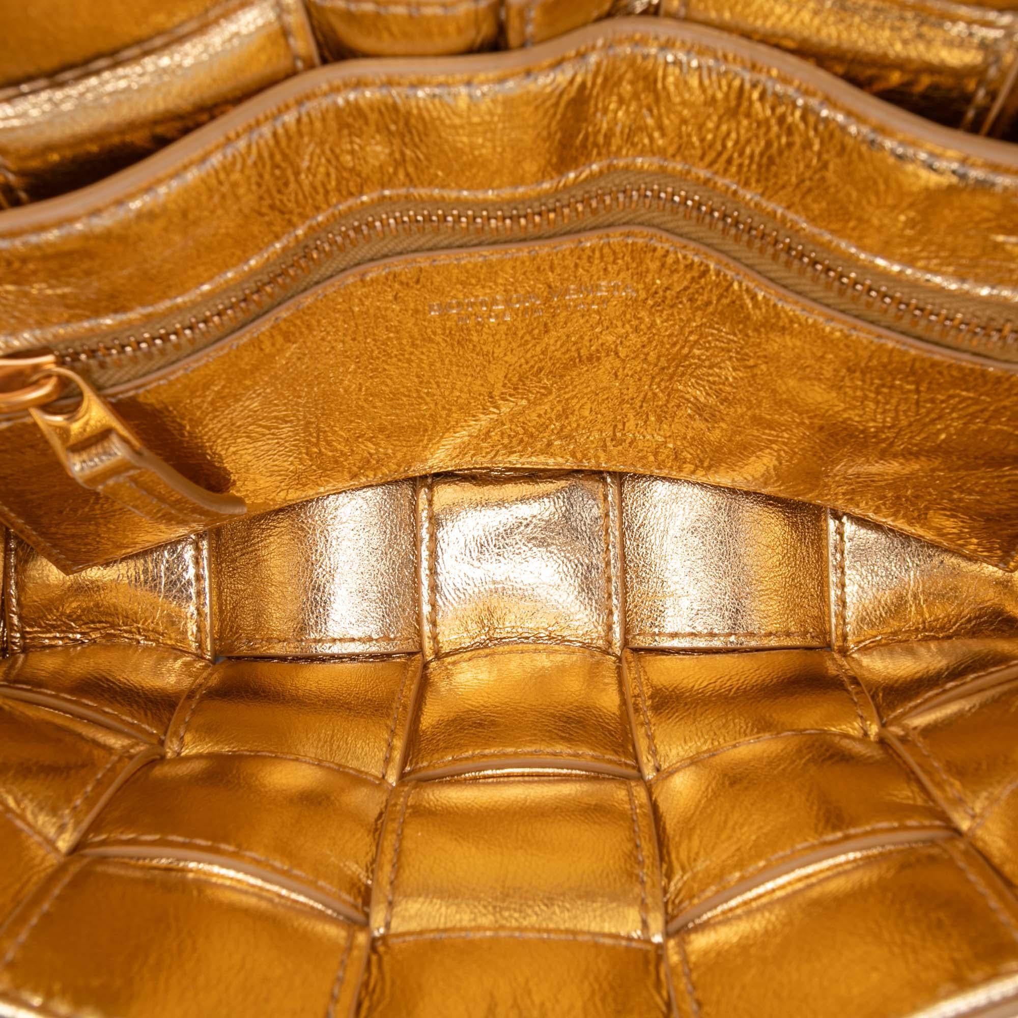 Bottega Veneta Small Metallic Calfskin Intreccio Plisse Cassette Crossbody
