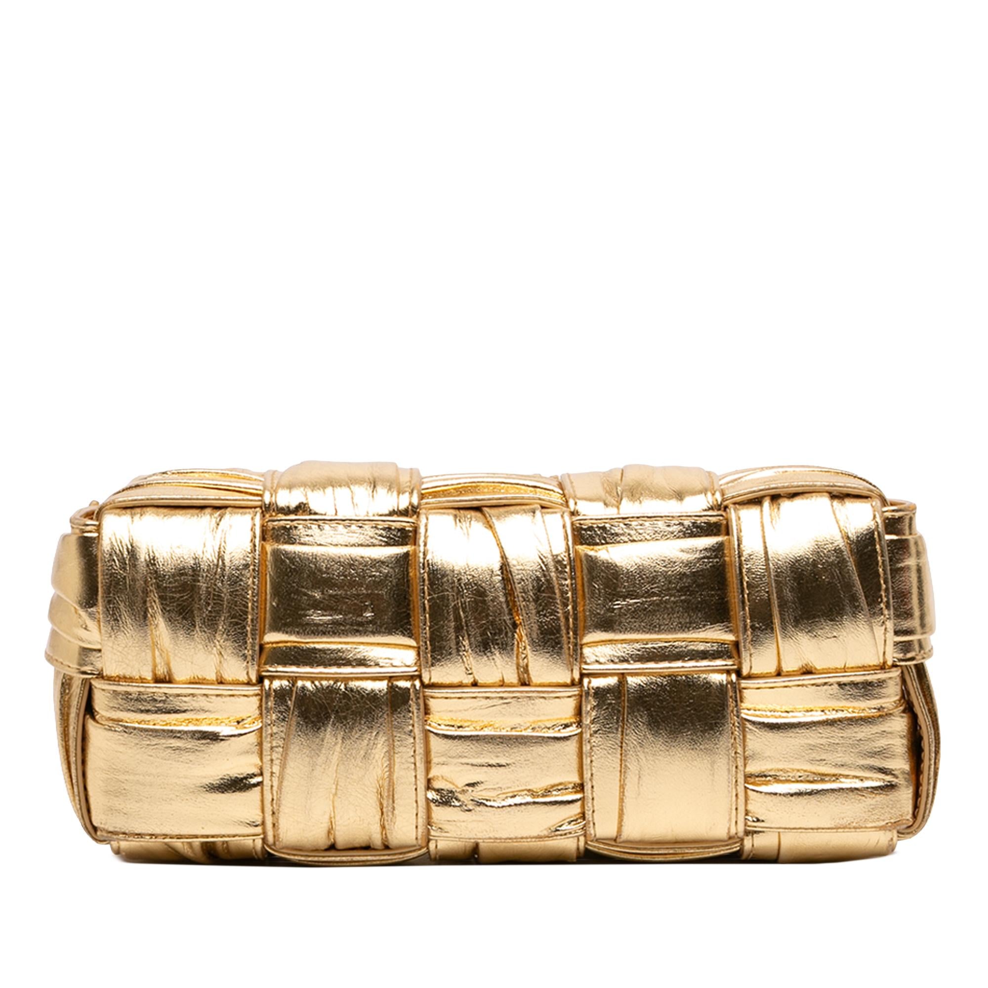 Bottega Veneta Small Metallic Lambskin Intrecciato Plisse Brick Cassette