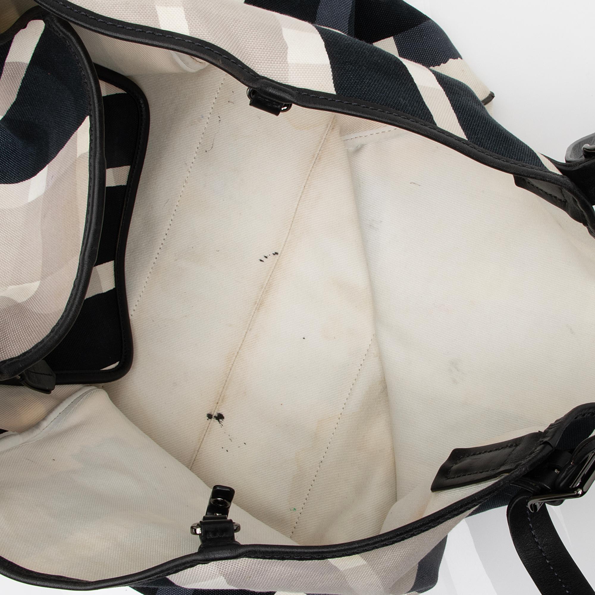 Burberry Brushstroke Mega Check Canvas Large Shopper Tote (SHF-23207)