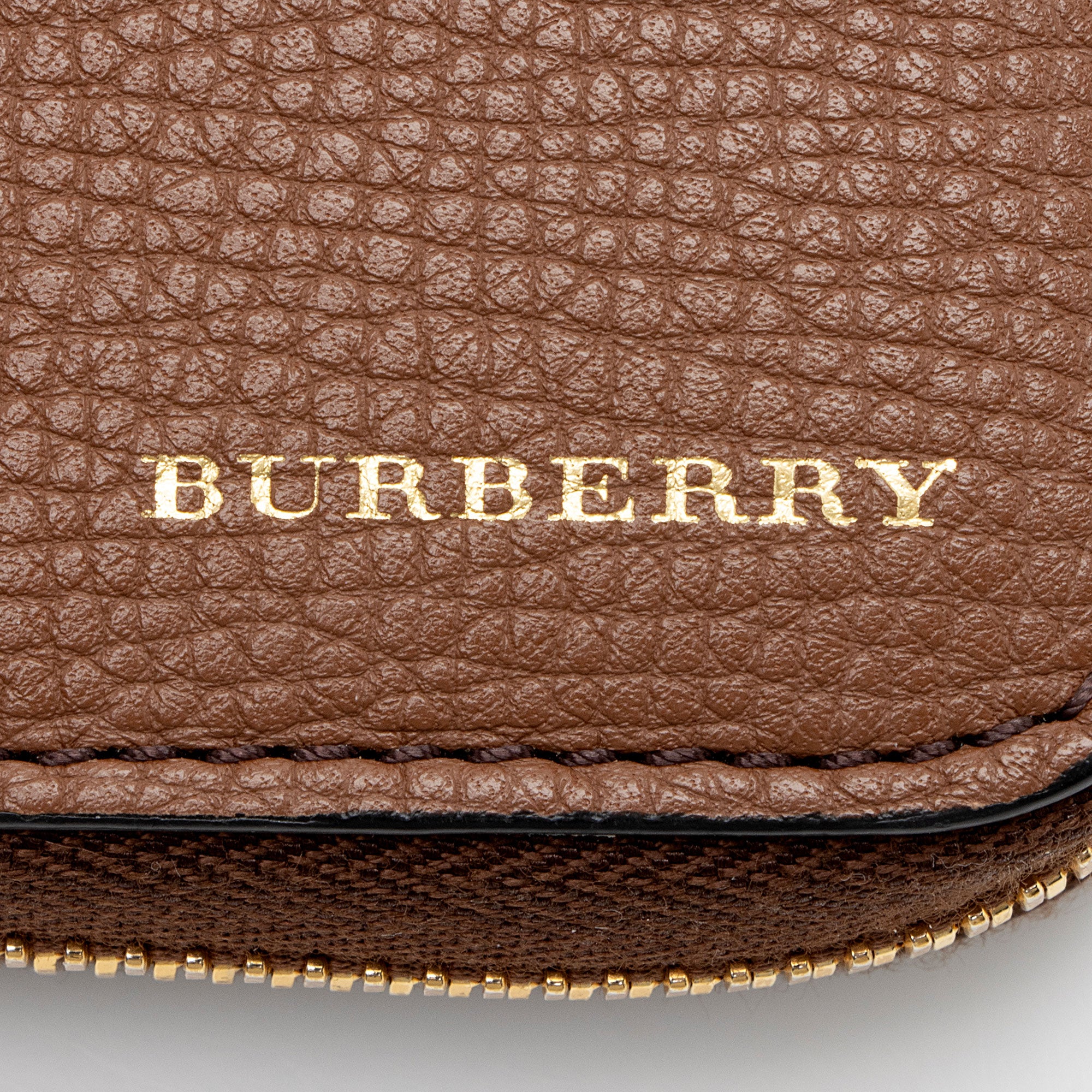 Burberry Calfskin House Check Renfrew Zip Around Wallet