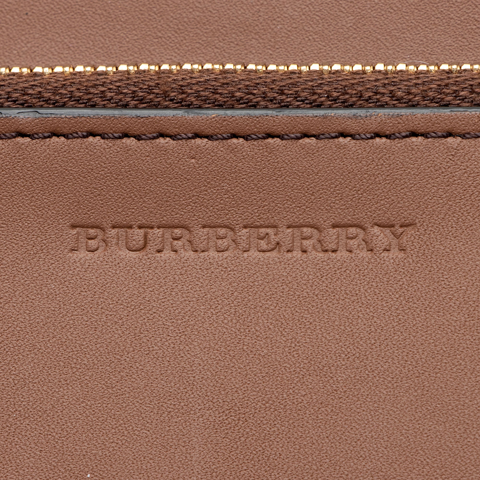 Burberry Calfskin House Check Renfrew Zip Around Wallet