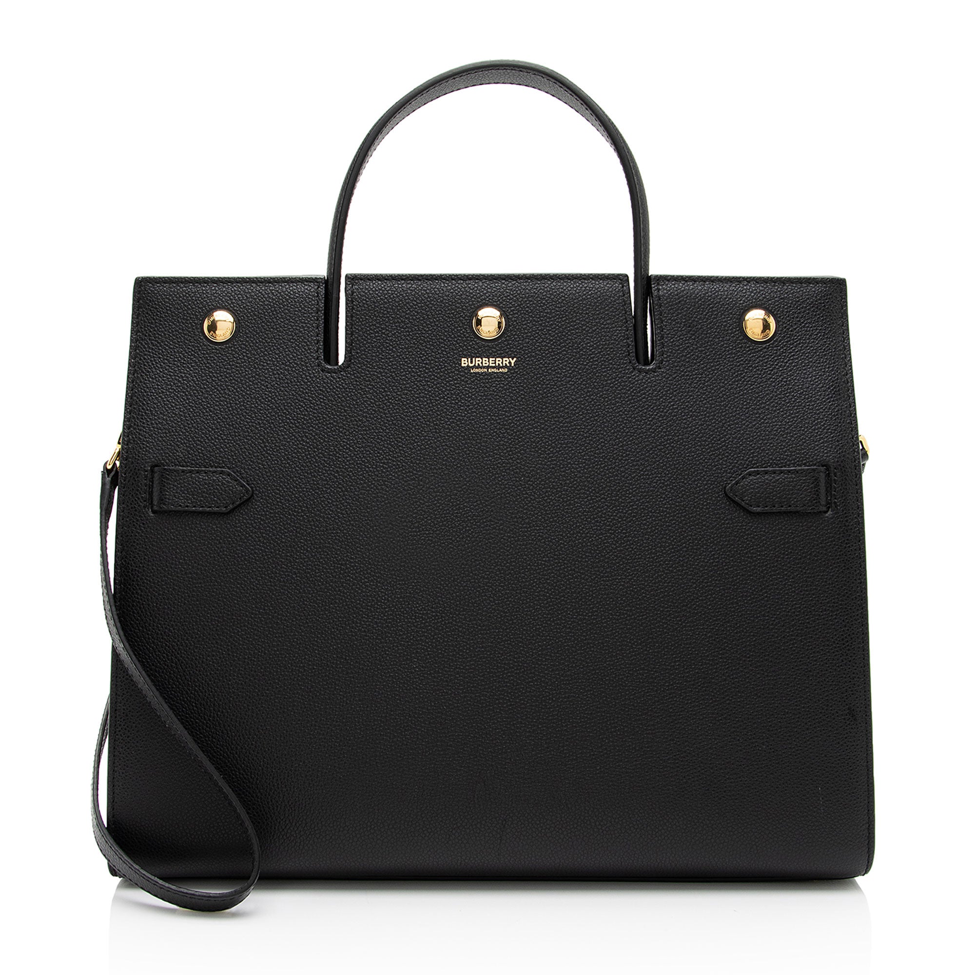 Burberry Calfskin Title Medium Tote (SHF-9V2VK1)