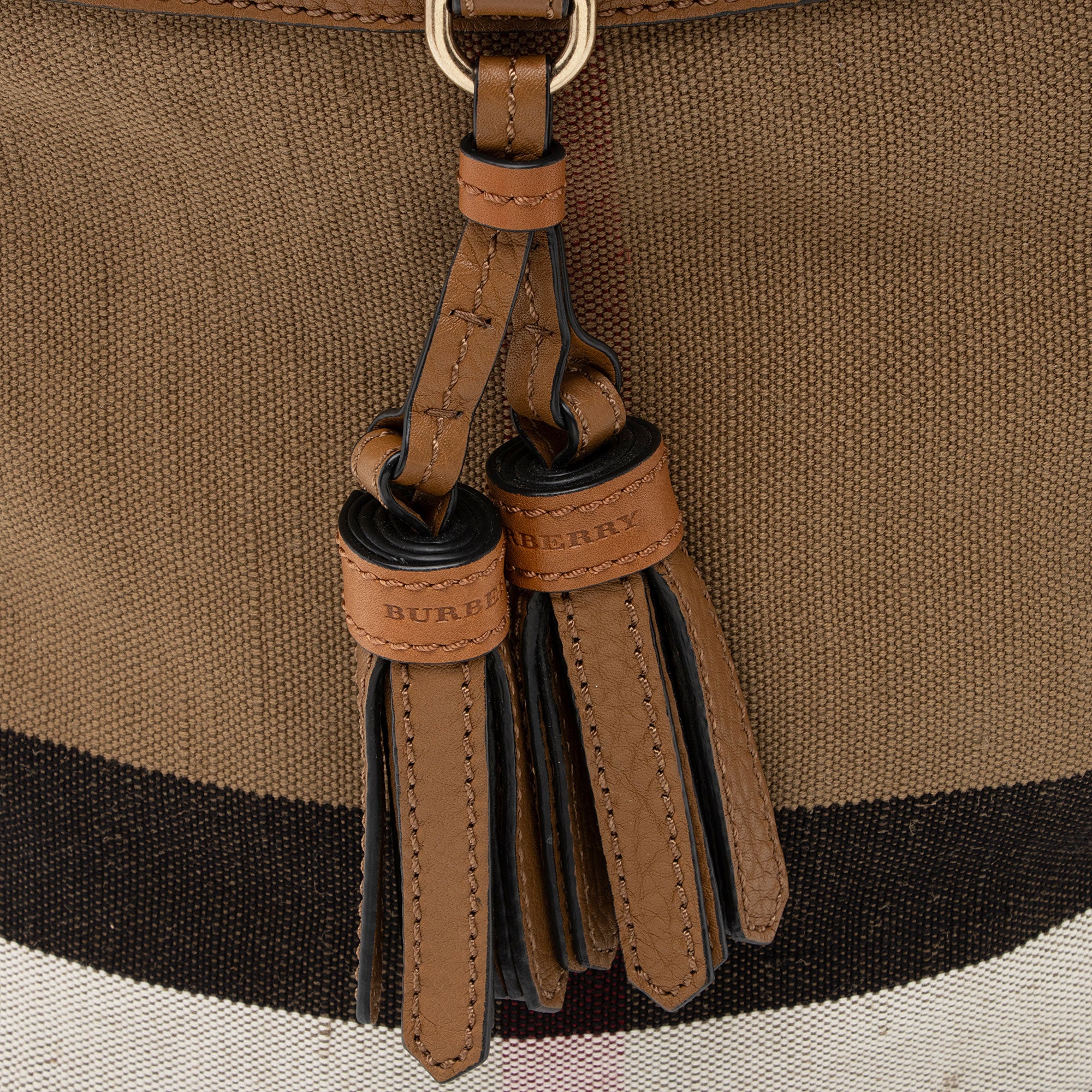 Burberry Canvas Check Tassel Ashby Medium Hobo (SHF-KQF93d)