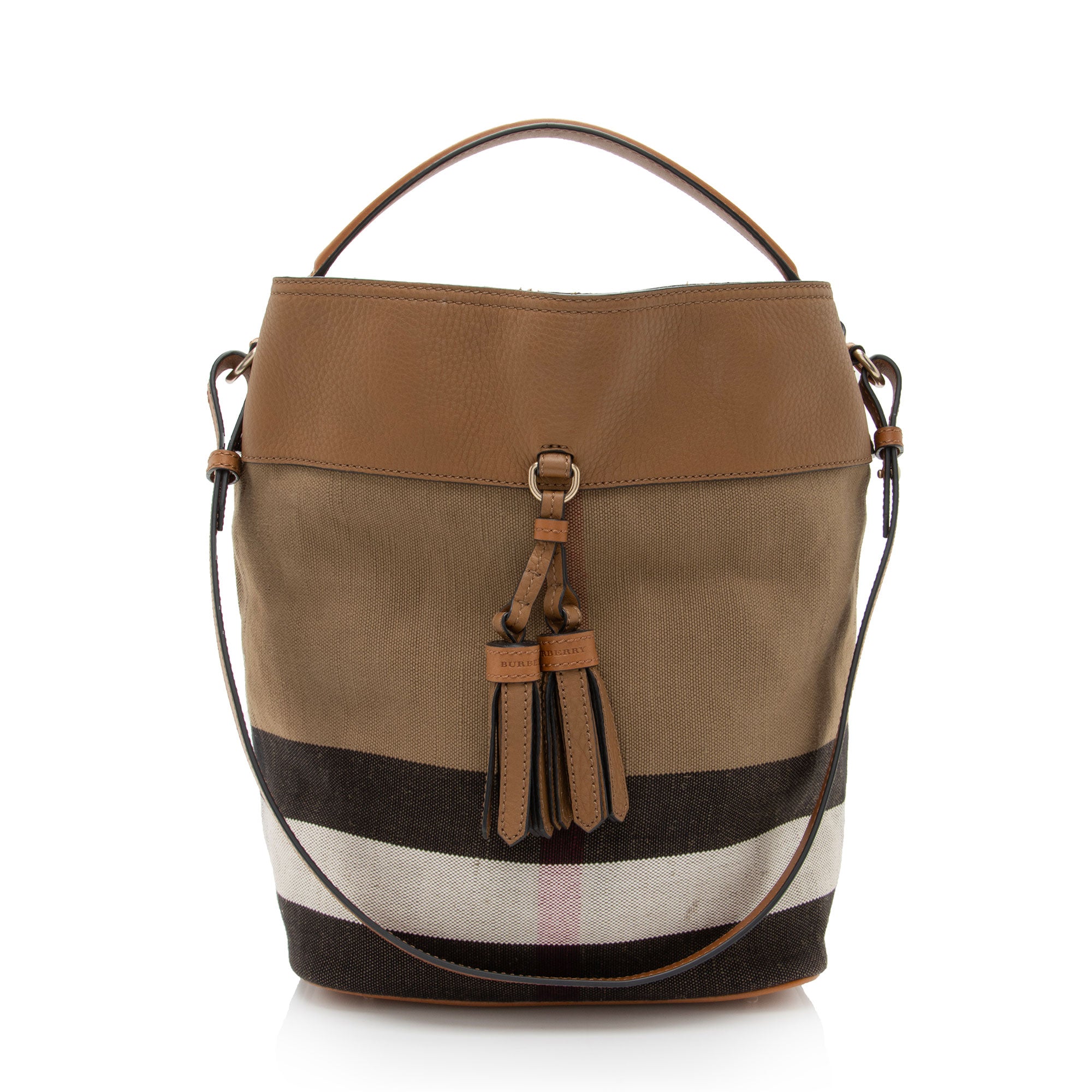 Burberry Canvas Check Tassel Ashby Medium Hobo (SHF-KQF93d)