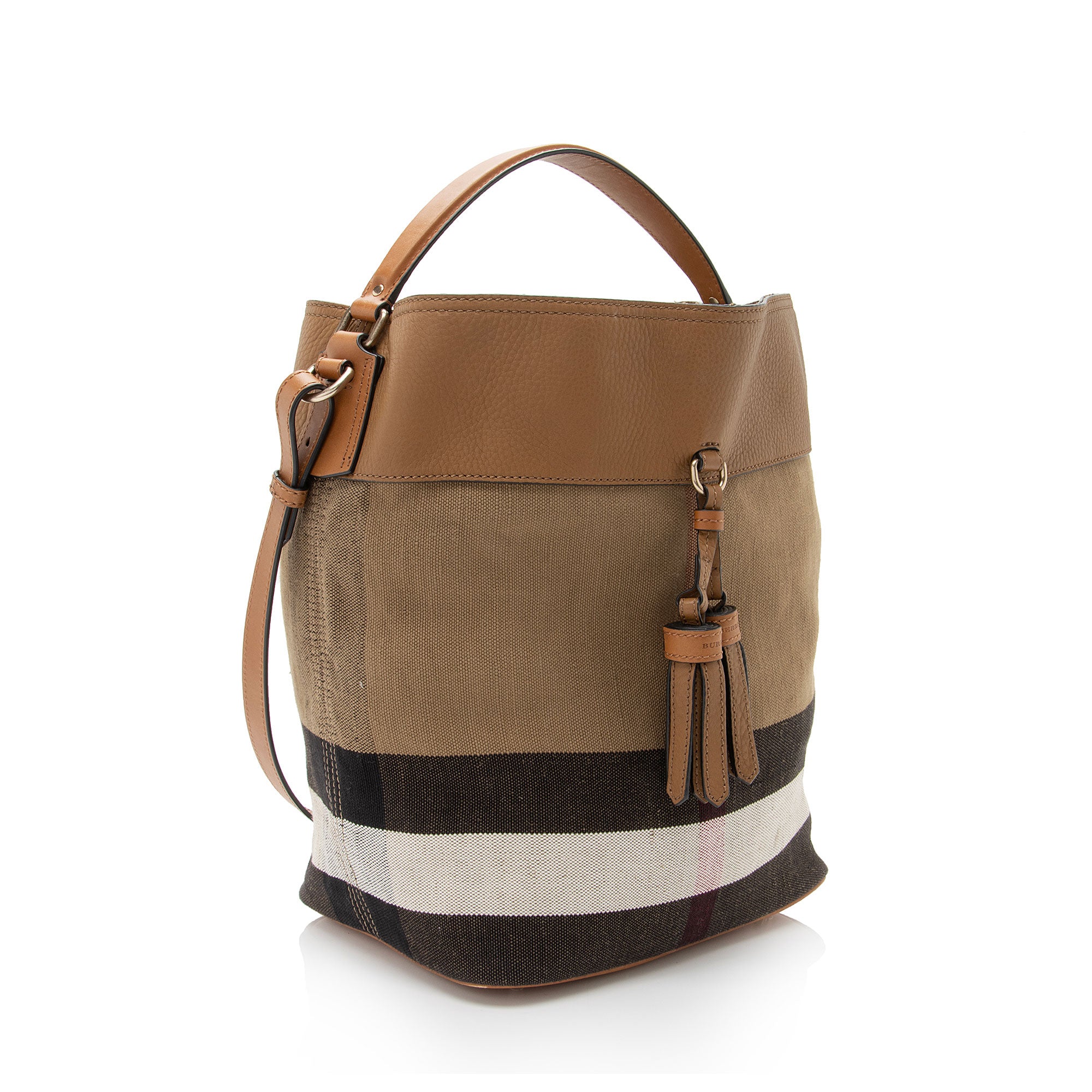Burberry Canvas Check Tassel Ashby Medium Hobo (SHF-KQF93d)