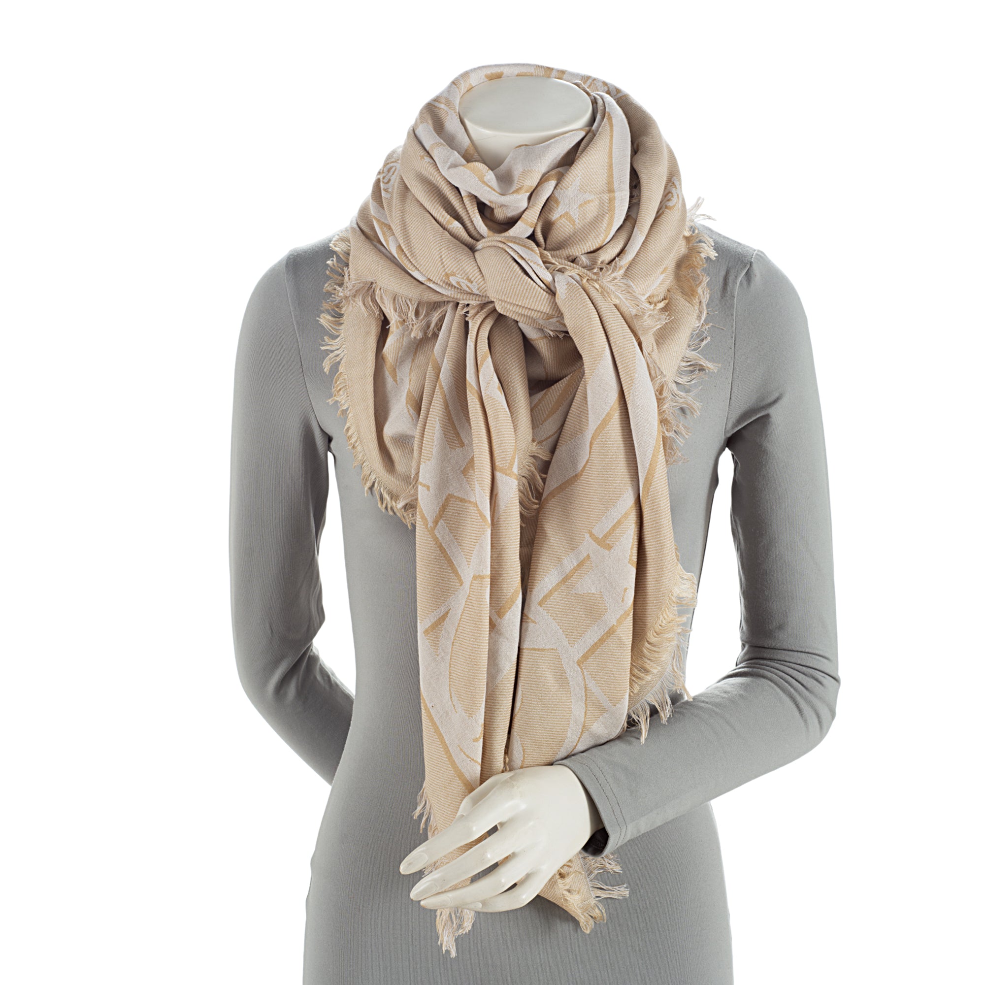 Burberry Cotton Wool Silk Jacquard TB 140cm Shawl (SHF-TtD6vE)