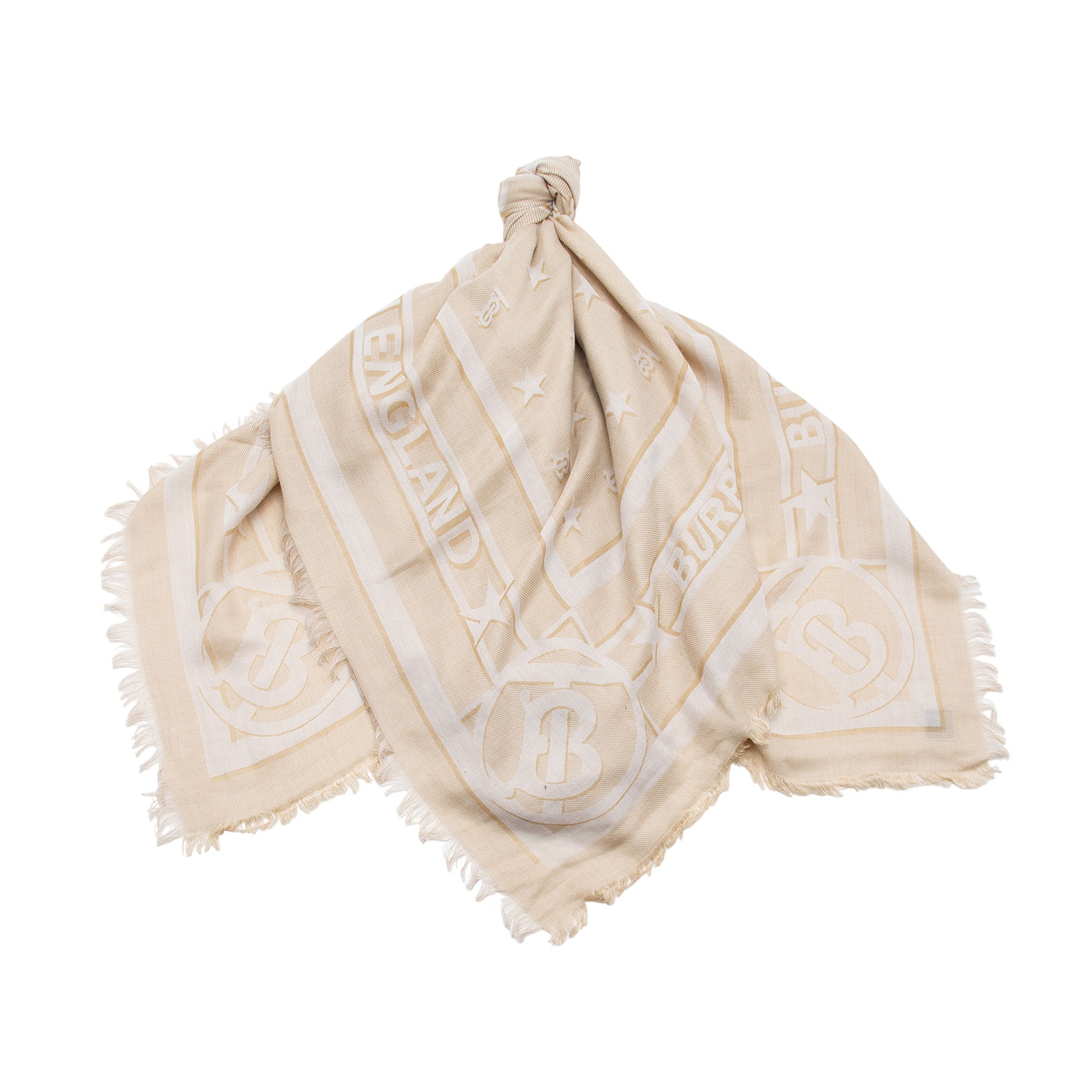 Burberry Cotton Wool Silk Jacquard TB 140cm Shawl (SHF-TtD6vE)