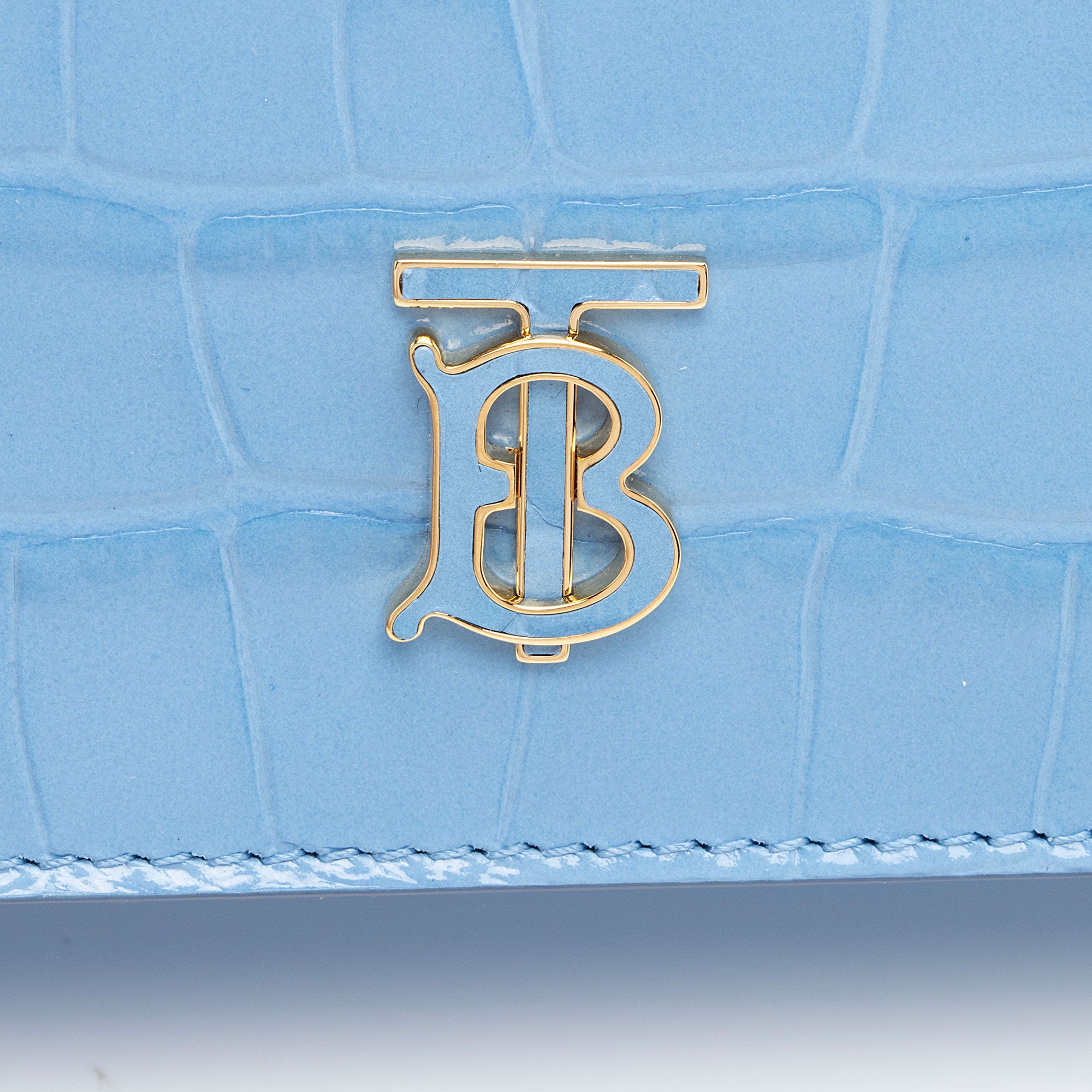 Burberry Croc Embossed Calfskin TB Mini Pouch