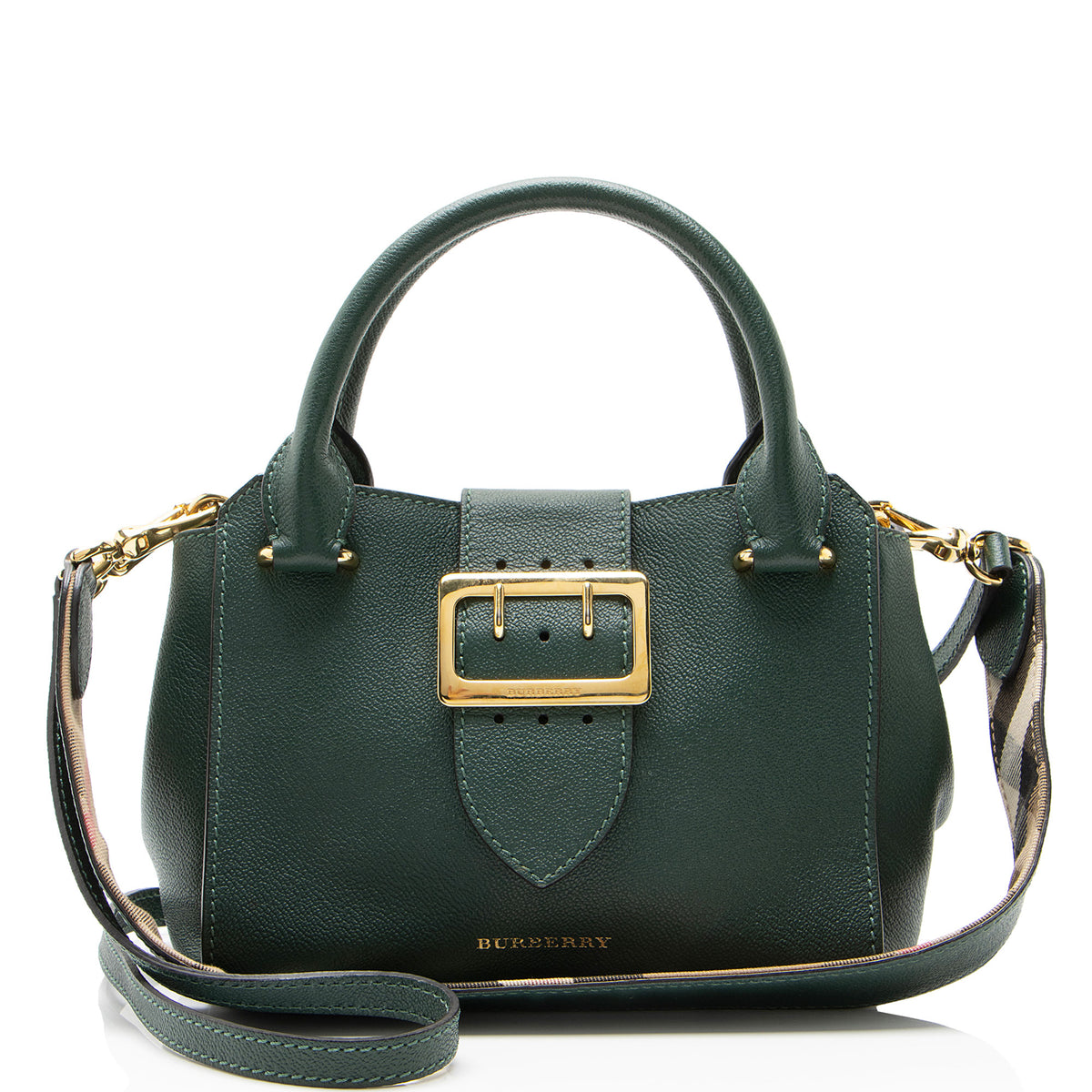 Burberry Grained Leather Buckle Small Tote
