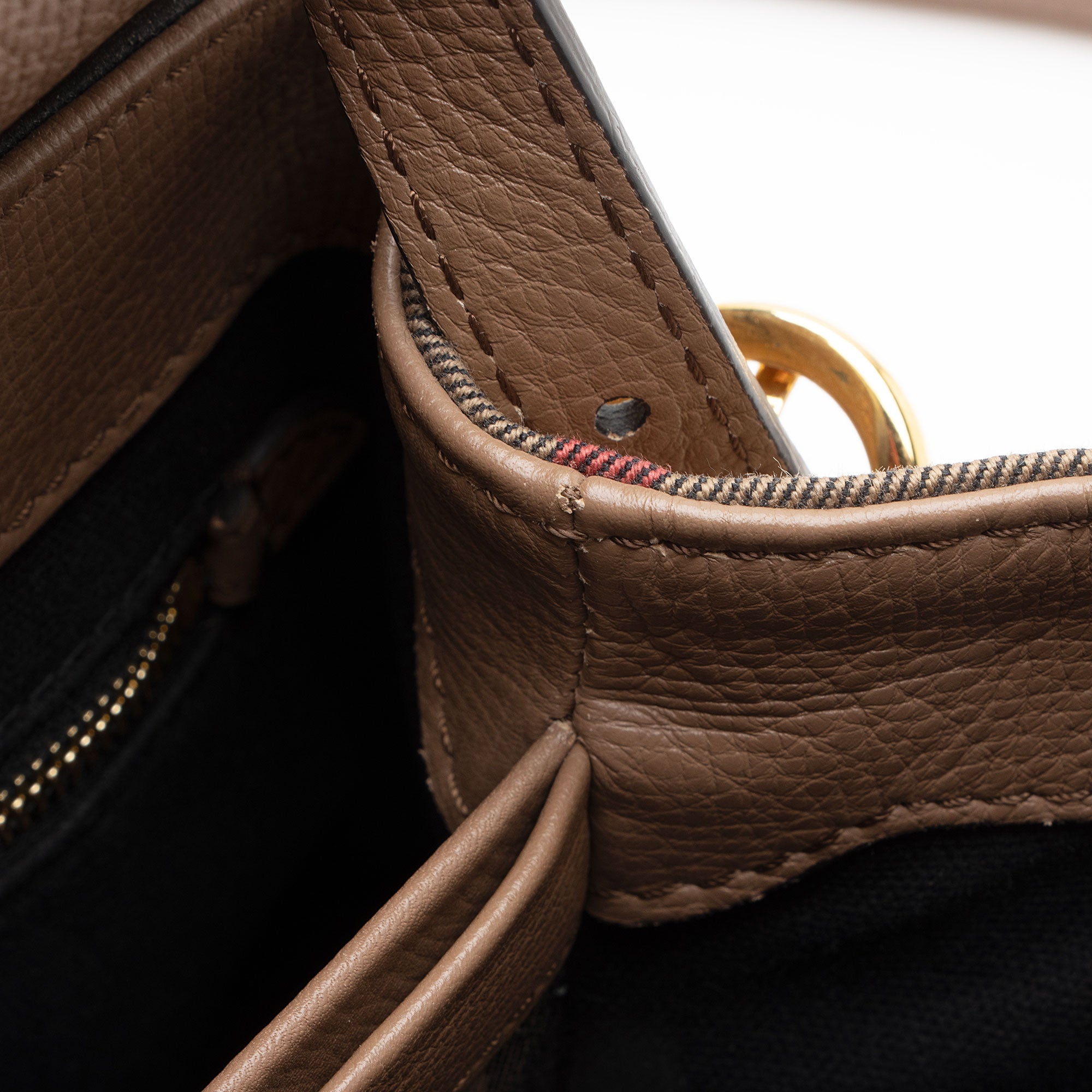 Burberry Grainy Calfskin House Check Camberley Small Satchel (SHF-SUePuH)