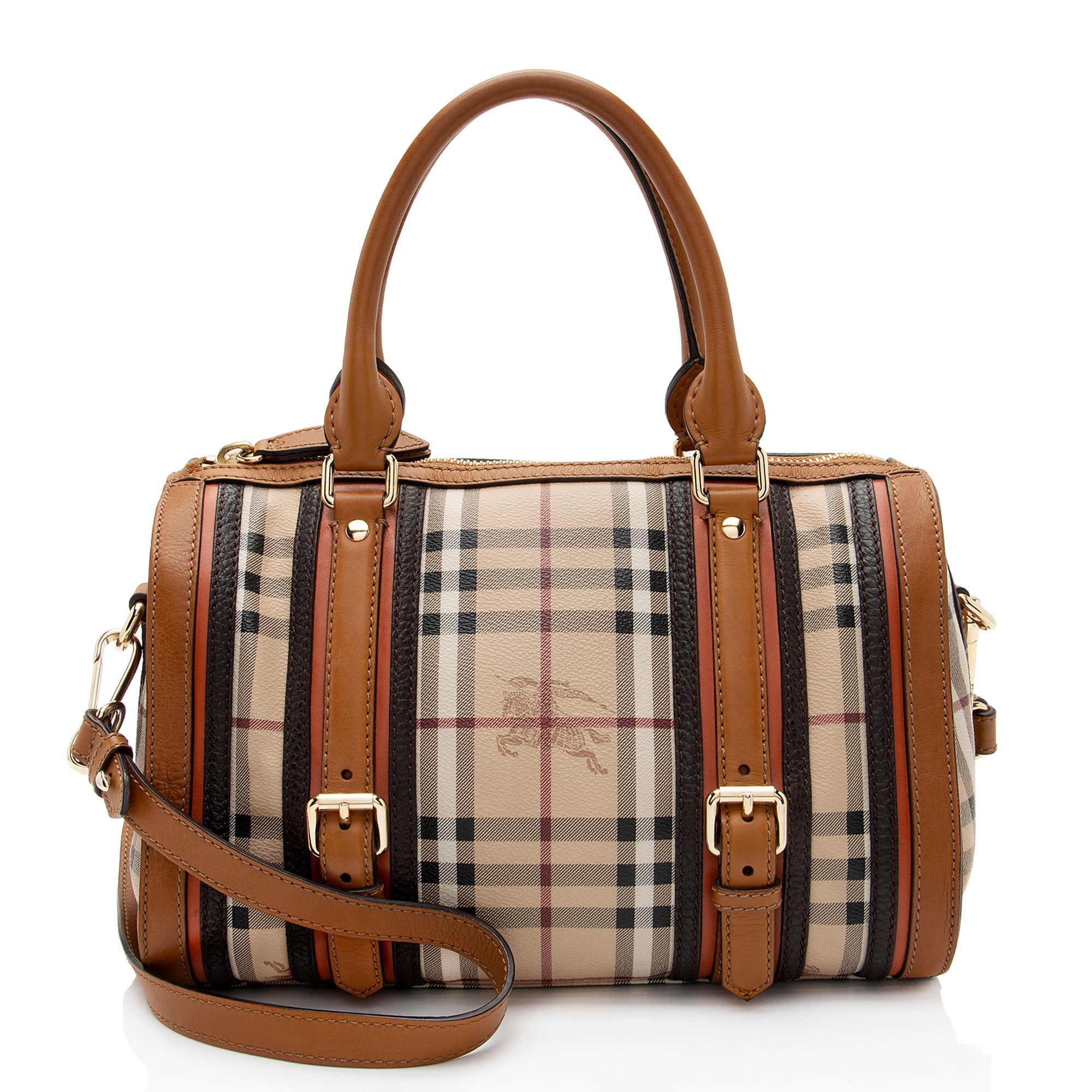 Burberry Haymarket Check Alchester Buckle Medium Bowling Bag (SHF-JHqu0h)