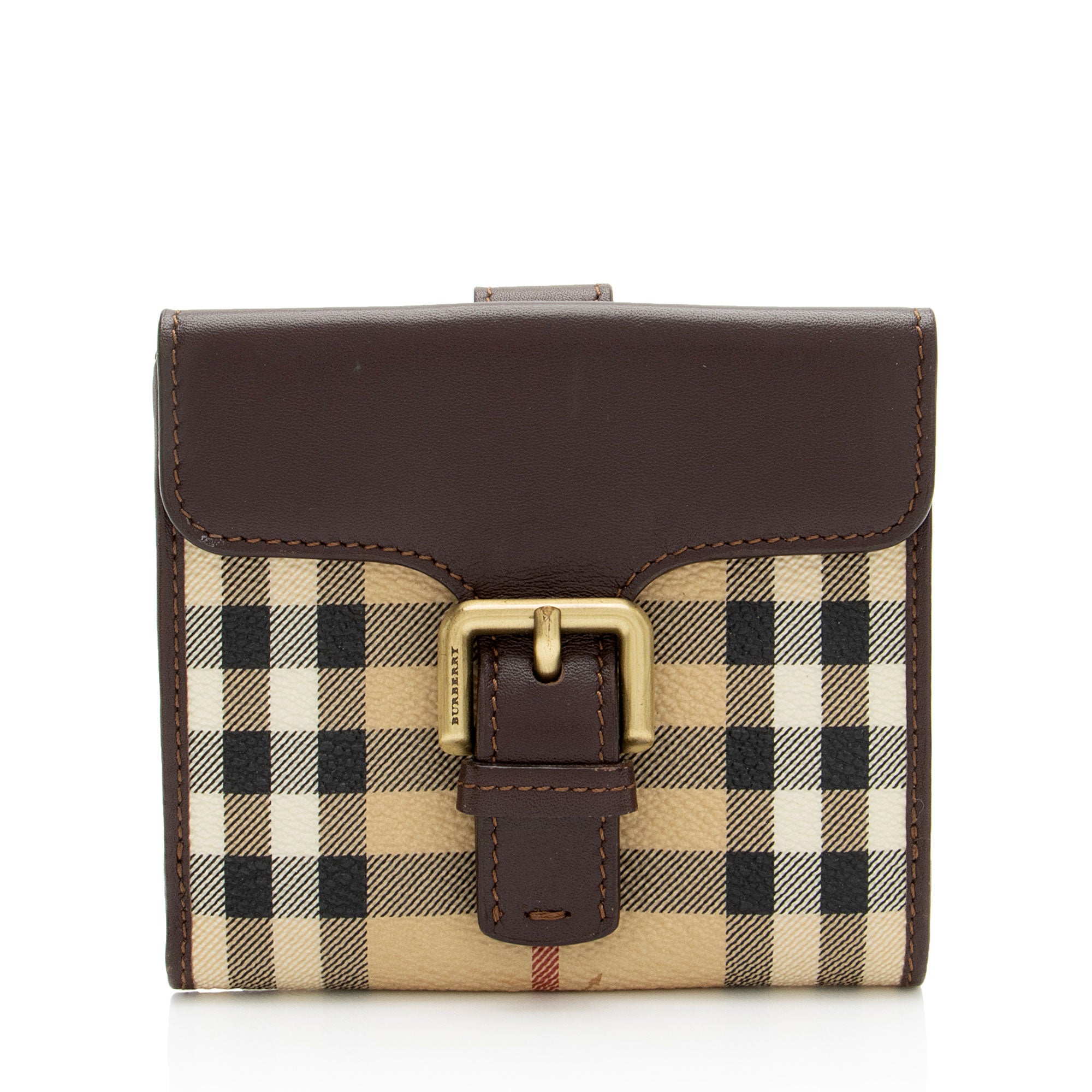 Burberry Haymarket Check Buckle Compact Wallet